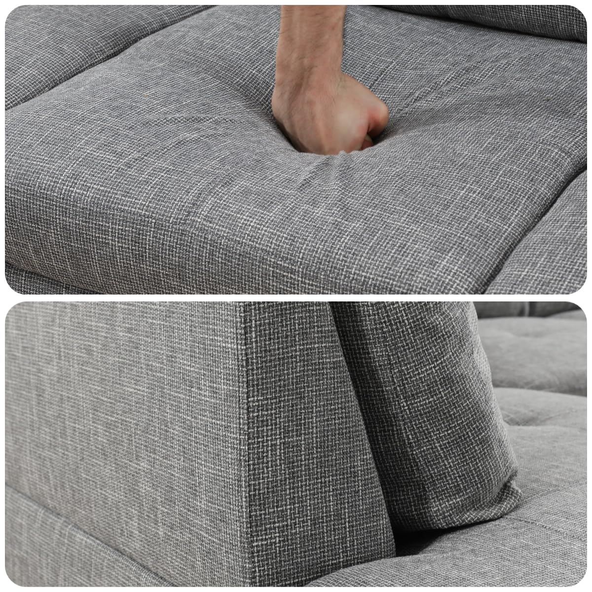 Trygoal L Shape Sectional Couch with Chaise, 97 Inch Modular Sofa with Ergonomic Reclined Backrest, Sectional Couches for Living Room, High-Density Foam, for Office and Small Apartment, Grey