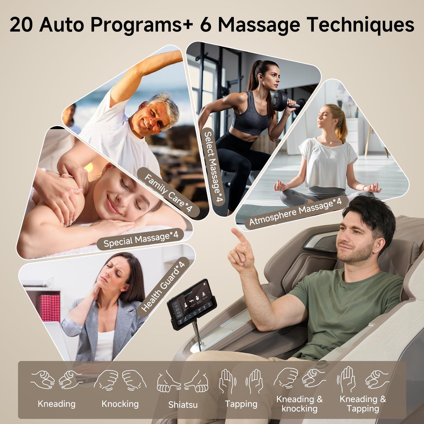 Real Relax 4D Massage Chair Full Body, Zero Gravity SL Track Recliner with Backlit Toch Pad, Negative Ion Purification, Aromatherapy, 20 Auto Modes, Yoga Stretching, Auto Body Scan, Brown