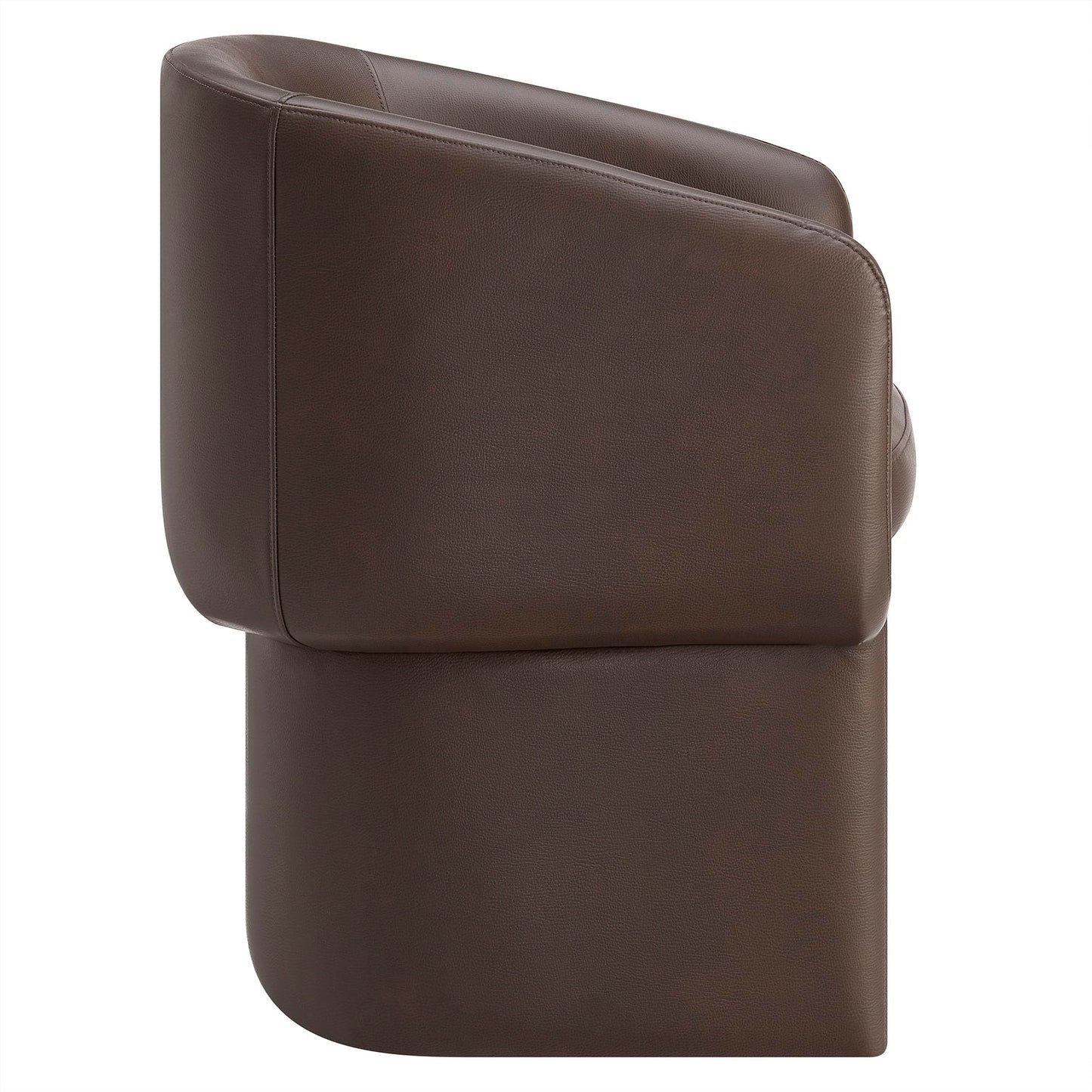 Modway Verity Vegan Leather Dining Chair with Rounded Back in Espresso – Upholstered Barrel Accent Chair with Armrests for Kitchen, Office, or Living Room