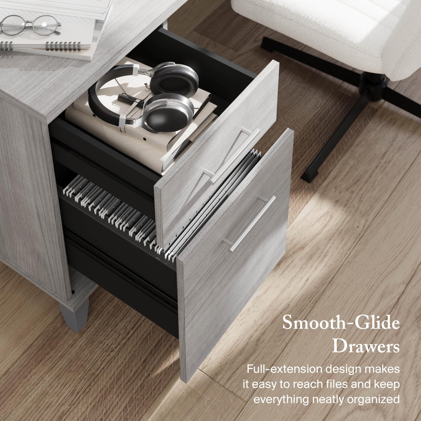 Bush Home Somerset 72W 3 Position Sit to Stand Adjustable Standing L Shaped Desk in Platinum Gray, Ergonomic Corner Computer Office Table