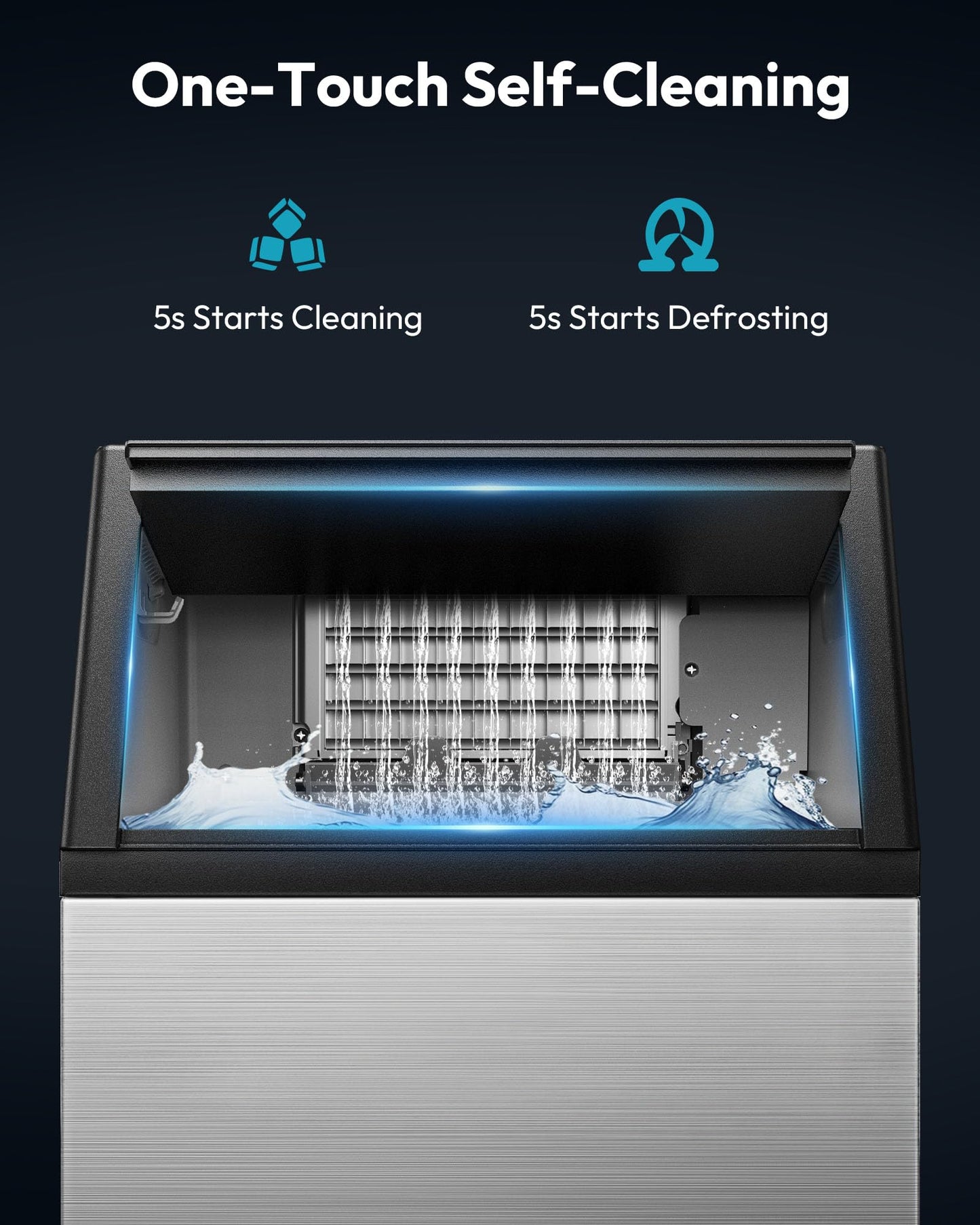 EUHOMY Commercial Ice Maker Machine - 100lbs Daily Production, 33lbs Ice Storage, Stainless Steel Freestanding & Under Counter Ice Maker, Ideal Ice Maker for Home/Bar/Restaurant/Outdoor Activities