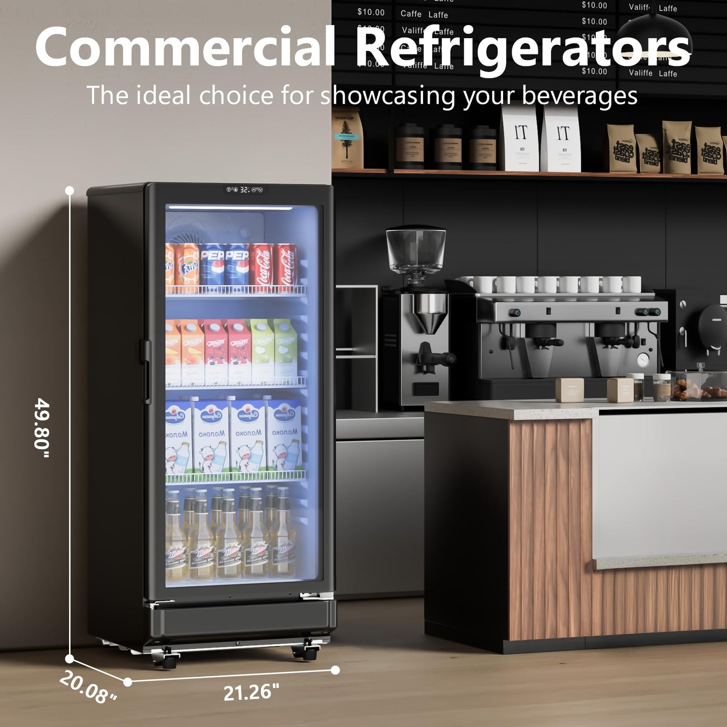 ICEVIVAL 6 Cu.Ft Commercial Refrigerators, Display Fridge with Double-Tempered Glass Door, Beverage Cooler for Bar, Office, Restaurant, Outdoor Beverage Refrigerator with Locking, Key & LED