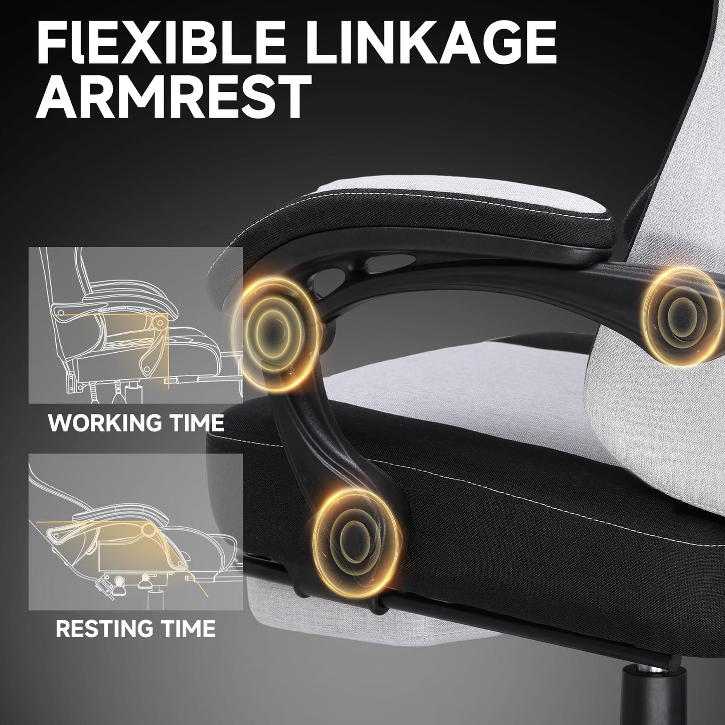 GTPLAYER Gaming Chair, Fabric Computer Office Chair with Pocket Spring Cushion, Ergonomic Office and Gaming, Video Gaming Chair with Linkage Armrests, High Back Desk Chair with Adjustable Recliner