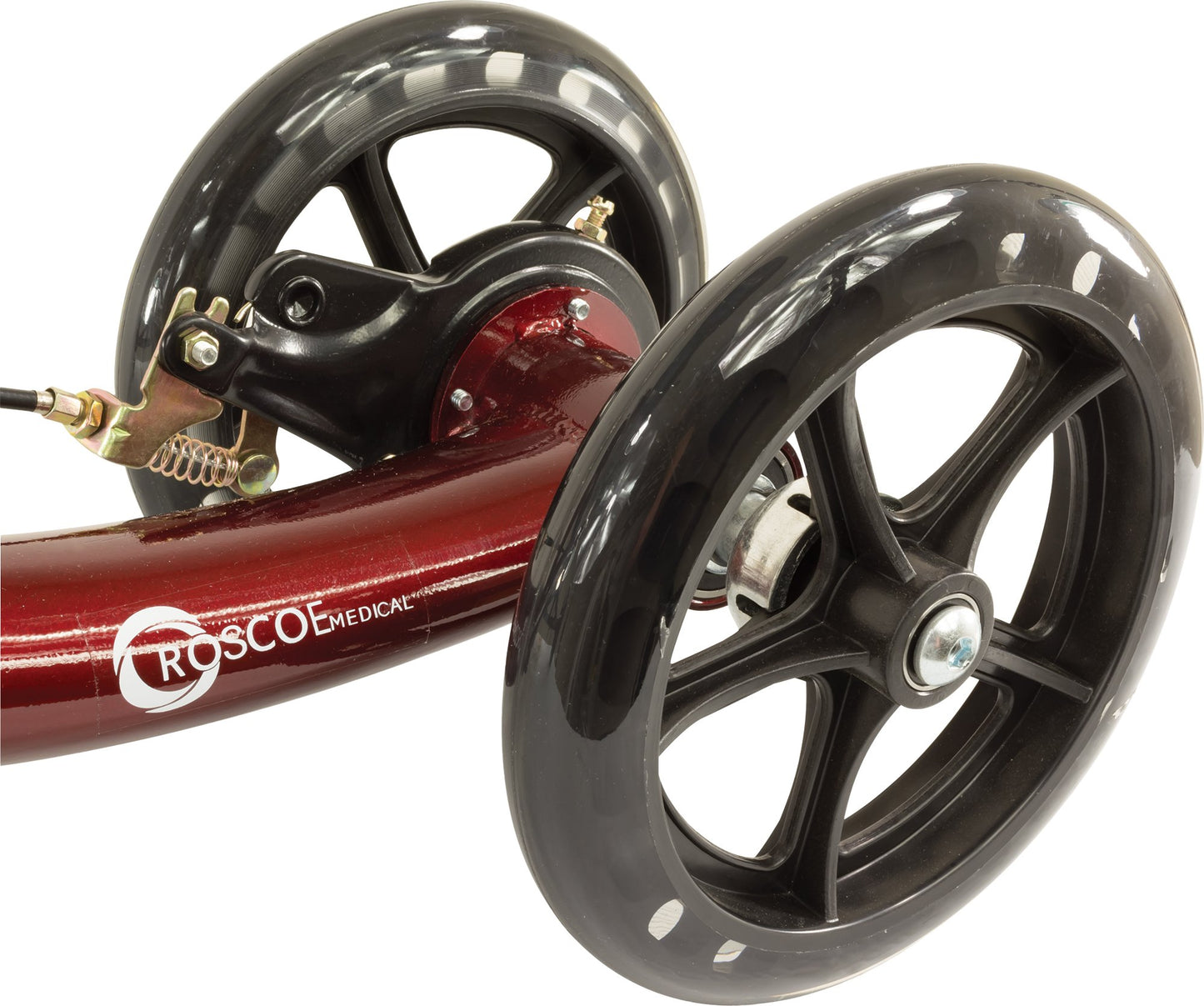 Roscoe Medical Knee Walker Scooter for Adults for Foot Surgery, Foldable Leg Scooter for Broken Foot, All Terrain Adjustable Knee Crutch Scooter, Burgundy