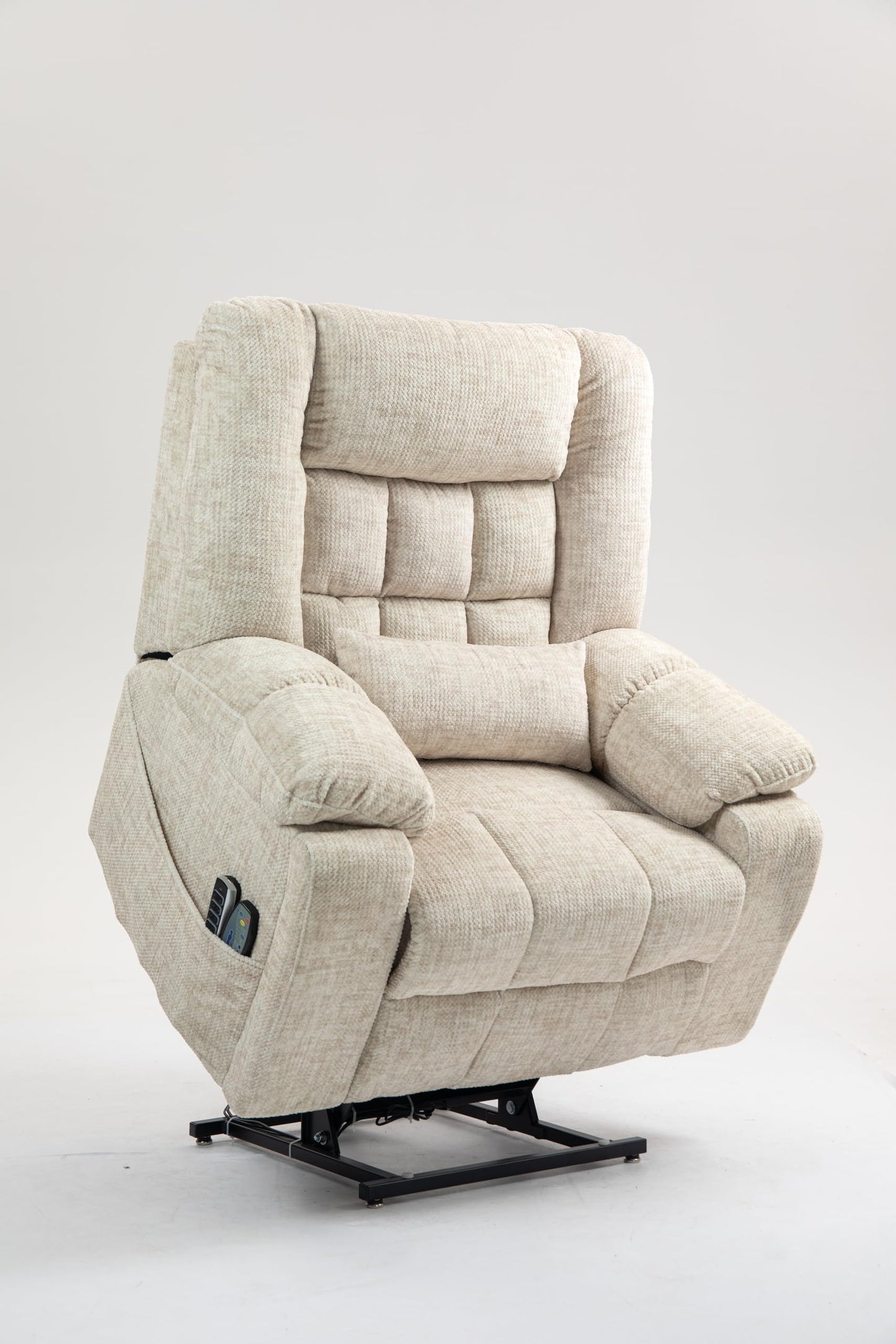 Power Lift Recliner Chair with 4 OKIN Motors Heat and Massage Lay Flat Electric Recliner Sofa Chair Adjustable Headrest and Lumbar for Big and Tall Adults