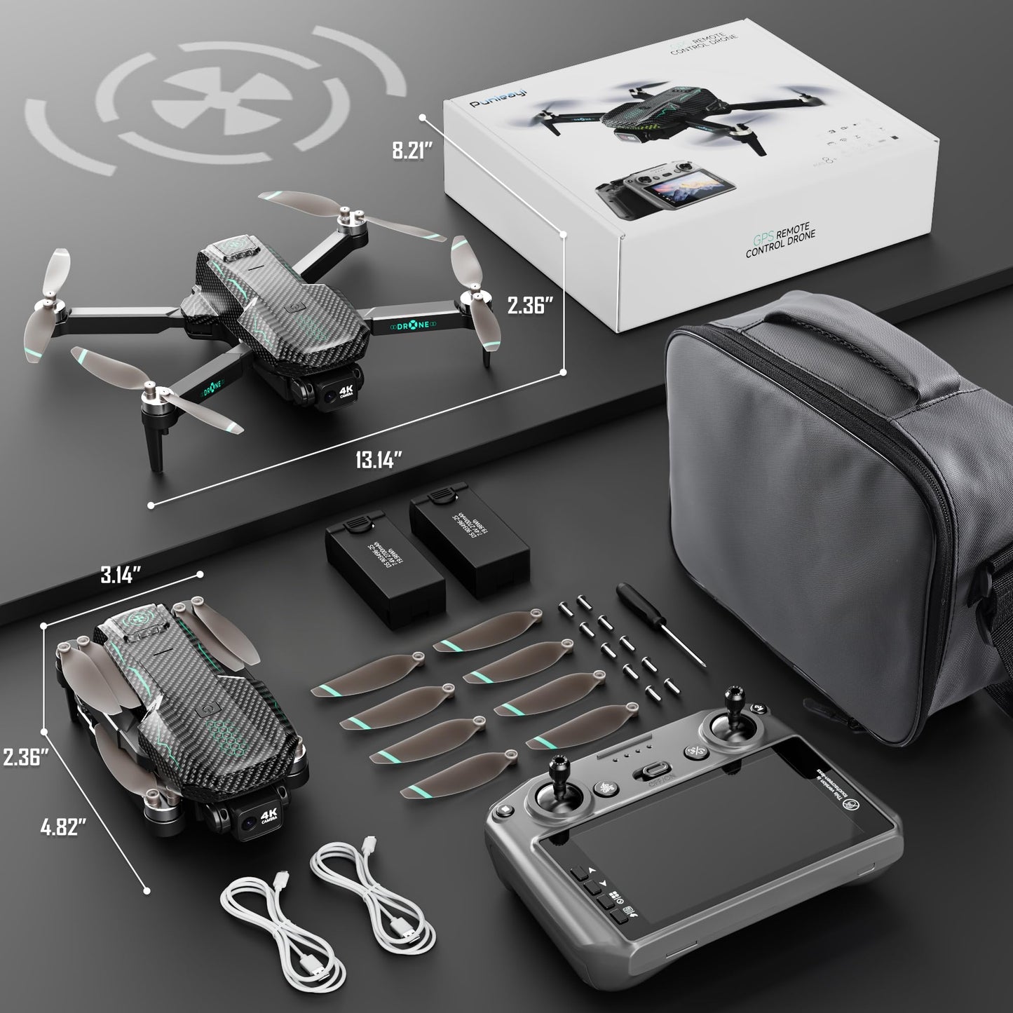 GPS Drone with 4K Camera for Adults, FPV RC Quadcopter, 5-inch LCD Tablet Screen, Auto Return, GPS Follow, Circle Fly, 60-min Flight Time,Brushless Motor, Lightweight Foldable Drone for Beginners
