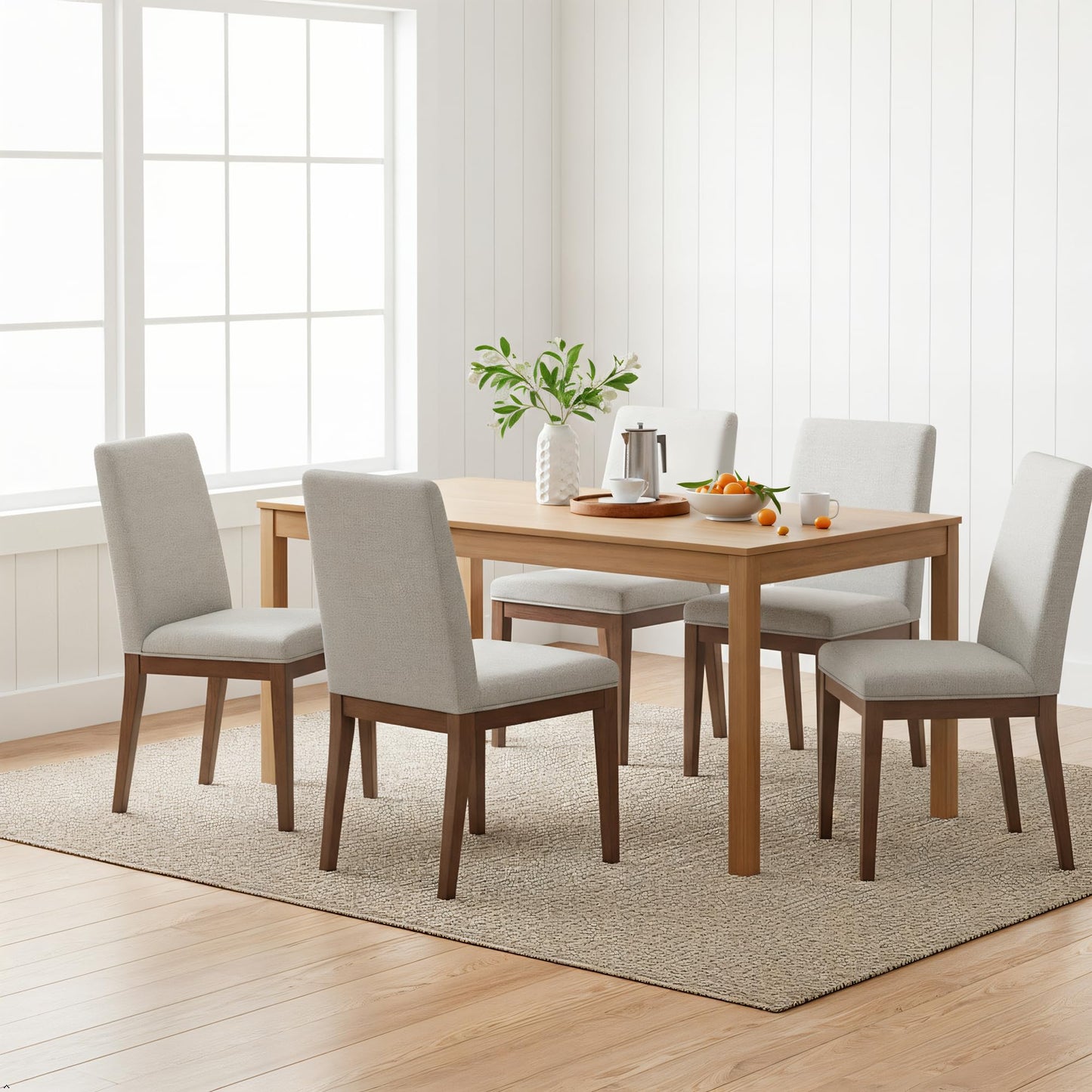 Grain & Grove Davie 60 Inch Rectangular Dining Table, Wooden Table for Kitchen/Dining Room, Home Office, Living Room Furniture, Pecan