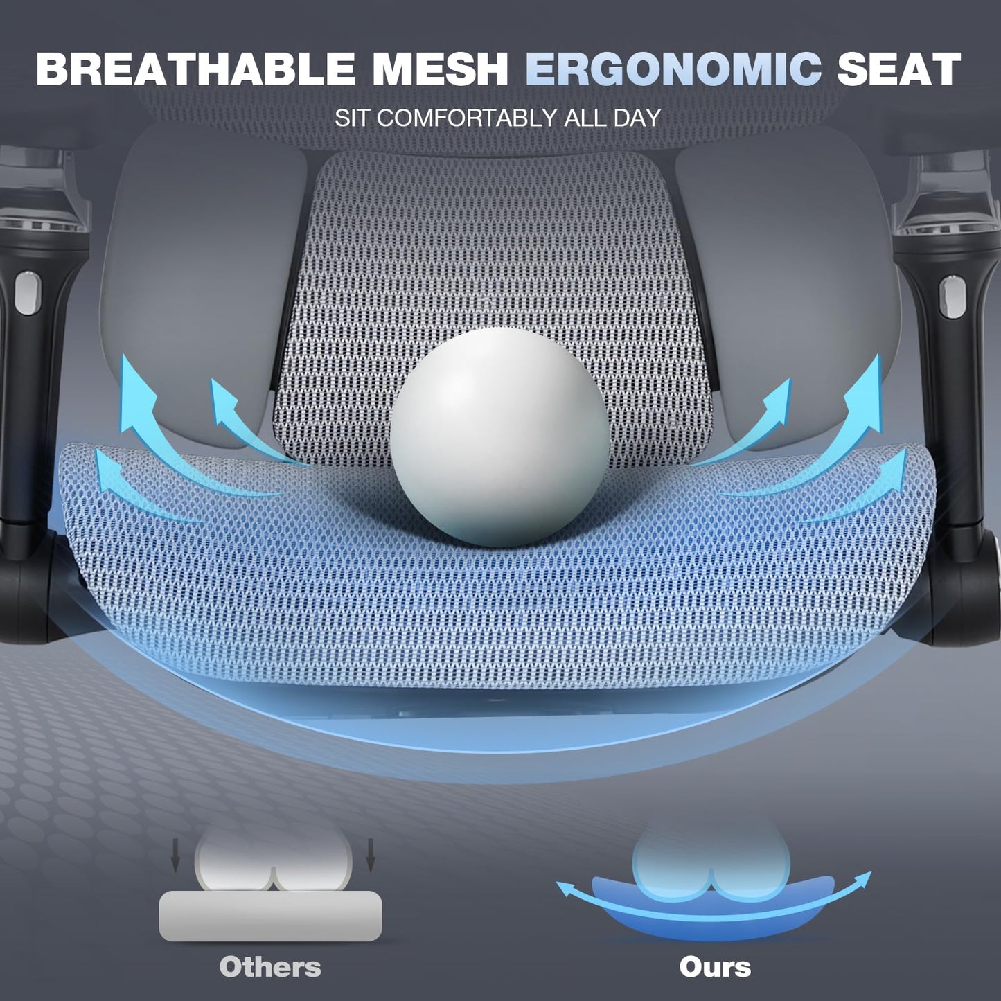 MALOL Ergonomic Office Chair, 400lbs High Back Mesh Desk Chair with 6D Armrests, 3D Headrest, Adjustable Lumbar Support, Seat Depth Adjustment, Tilt Lock, Metal Base & PU Wheels, Grey