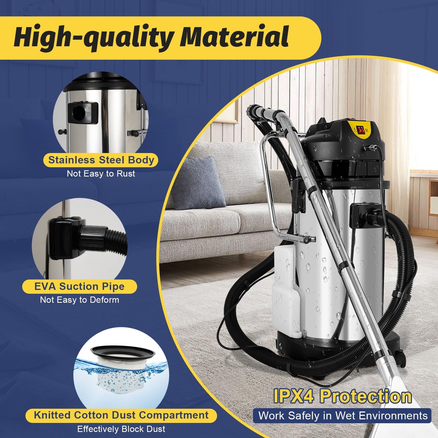 40L/11Gal Commercial Carpet Cleaner, 3 in 1 Multi-Purpose Floor Cleaning Machine Heavy Duty Extractor Vacuum Washing Machine, 1049W Powerful Sofa Curtain Carpet Cleaning Machine