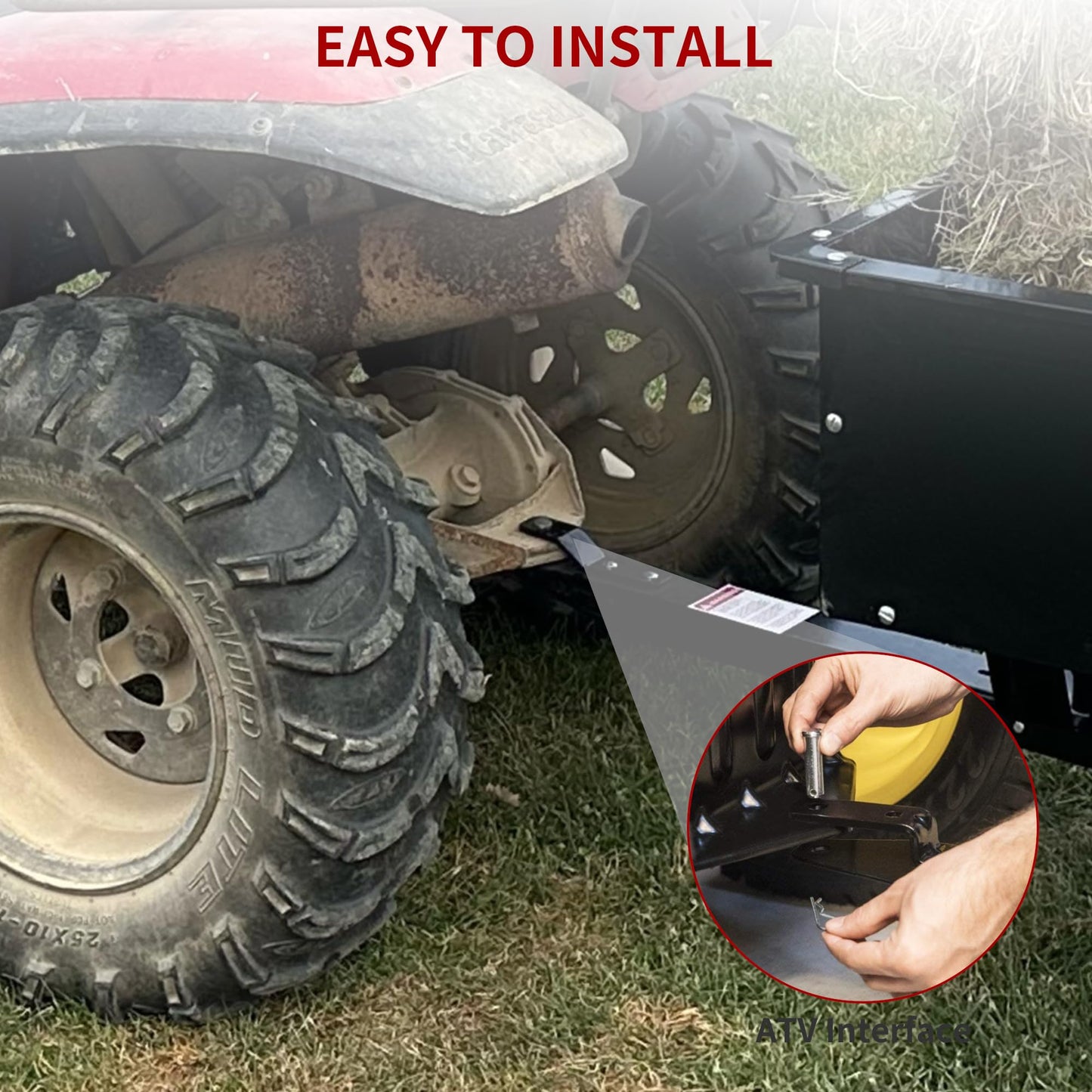 YITAMOTOR ATV Dump Trailer 350LBS, 8 Cu.Ft Tow Behind Utility Dump Trailer, Black Steel Utility Dump Cart for Garden & Yard Work, ATV/UTV Trailer Tow Behind Lawn for Riding Lawn Mower Tractor