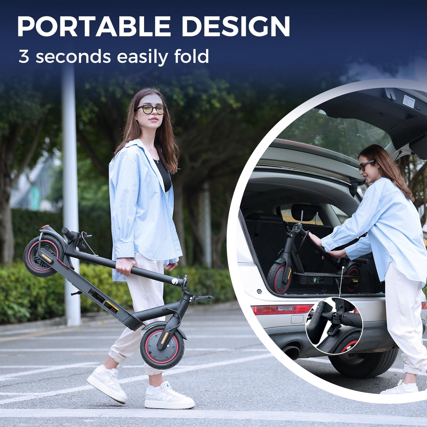 HopCycle Electric Scooters - Electric Scooter Adults, 1200W/1000W/500W Motor, 28/25/21/18 MPH Top Speed, 10''/8.5'' Tires, 28/25/23/21Miles, APP Control E Scooter for Teens Black