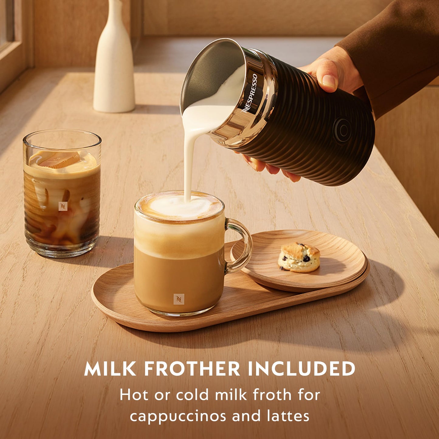 Nespresso Vertuo Plus Deluxe Coffee and Espresso Maker by Breville, Piano Black with Aeroccino Milk Frother