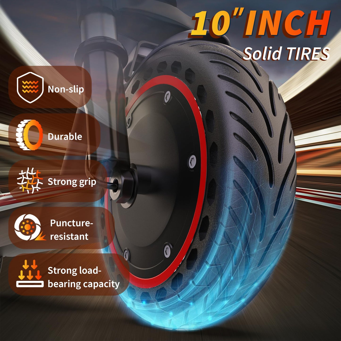 Roinside Electric Scooter - 10" Solid Tires, 500W Motor, Up to 22 MPH& 24 Miles Long-Range Foldable Commuting Scooter for Adults with Double Braking System and Smart App