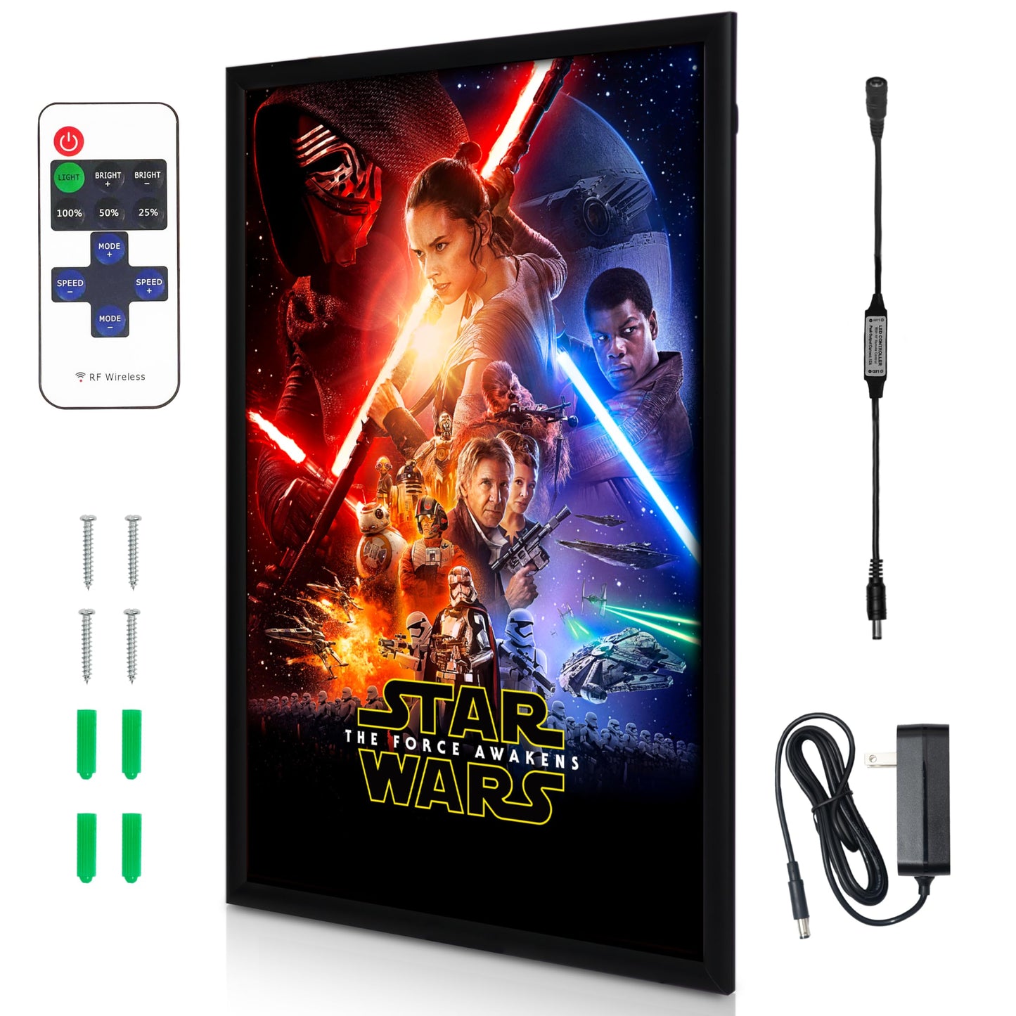 NexaFrame LED Backlit Movie Poster Frame - 24 x 36 Black Cinema Box for Posters, Framed Wall Art Lights for Paintings & Pictures, Digital Signage Display, Lighted Theater Advertising Signs, Light Box