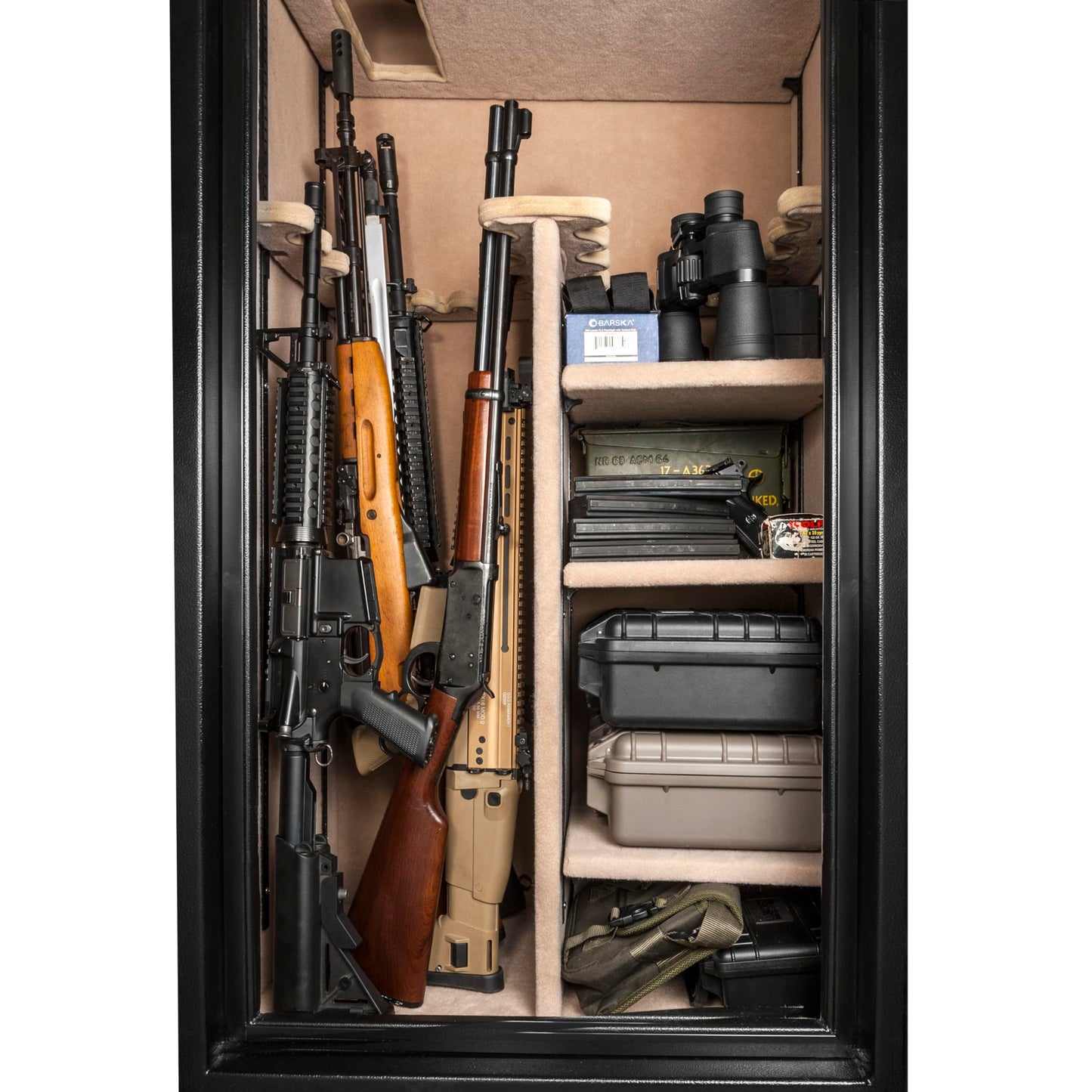 BARSKA Digital Keypad Fireproof Security Long Gun Safe Vault with Lock Out Mode, Silent Mode, Safe Alarm, Low Battery Warning - 11.87 Cu Ft Fire Safe - DOJ Approve - Gun Locker Safe Rifles and Pistols