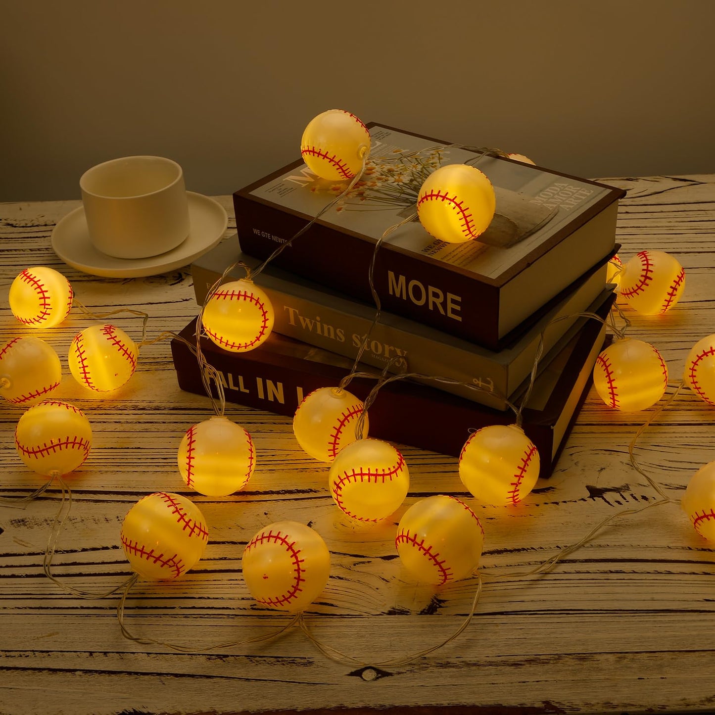 BTFO Baseball Light String, 20 Lights, Warm Light, 3m/9.84ft, Orange, Model 17004