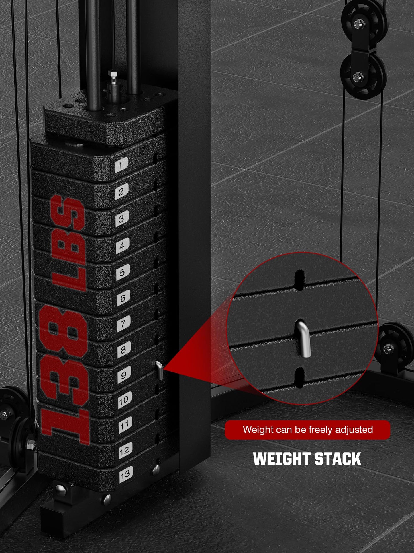 SunHome Multifunction Home Gym Equipment Workout Station, Smith Machine with 138LB Weight Stack, Leg Press, LAT Station for Full Body Training