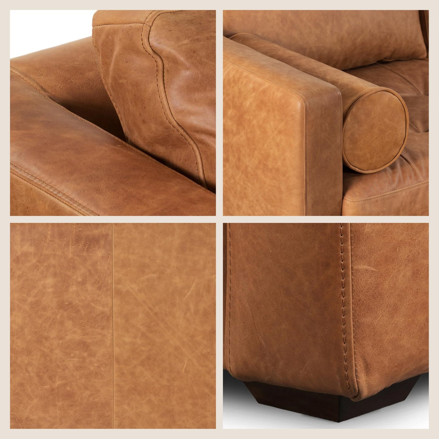 POLY & BARK Napa 82" Leather Pull‑Out Sleeper Sofa – Full‑Grain Italian Leather Upholstery,Tri‑Layer Mattress & Storage Console –Sophisticated Multi‑Functional Sofa Bed for Living Rooms & Guest Spaces