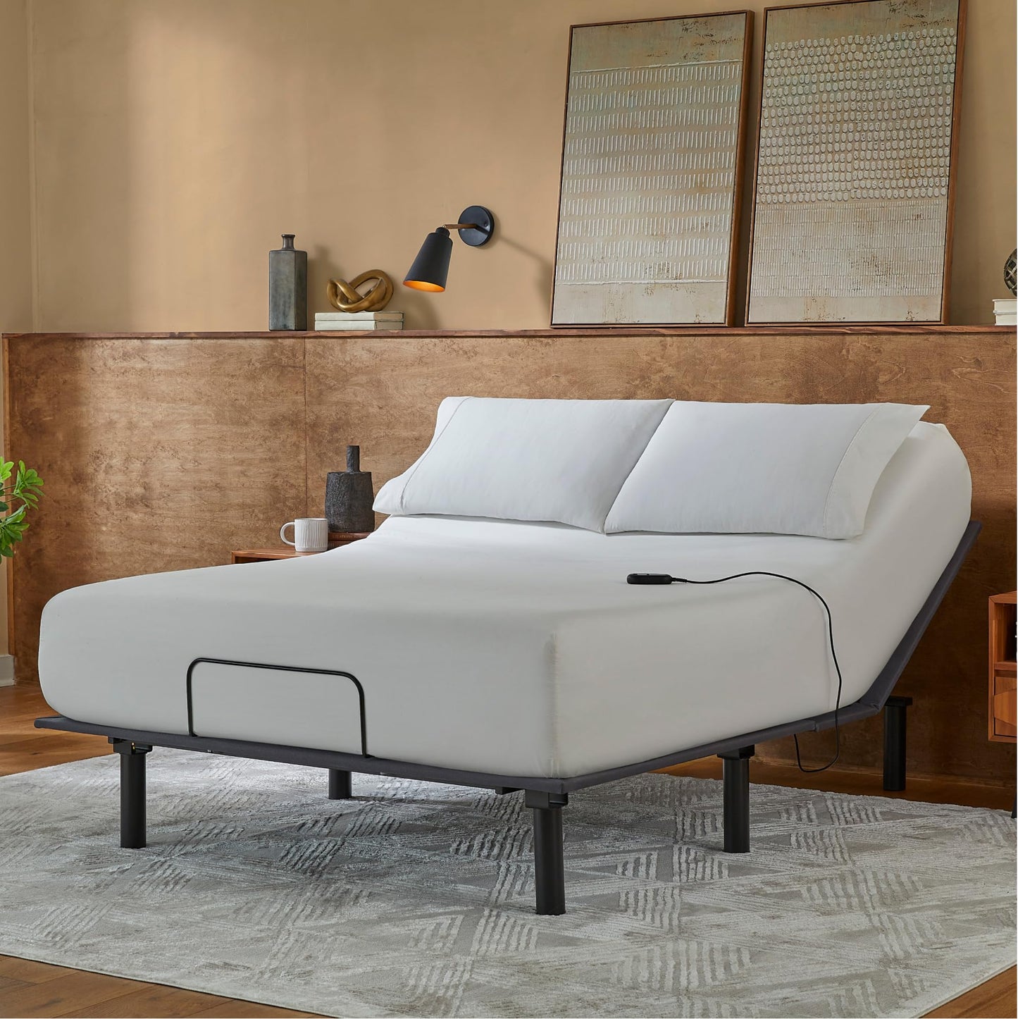 Beautyrest baselogic Level 1 Adjustable Base Bed Frame - Queen - Head Adjustability, Wired Remote, Removable Legs for Zero-Clearance Design, and Foldable for Convenient Mobility and Storage