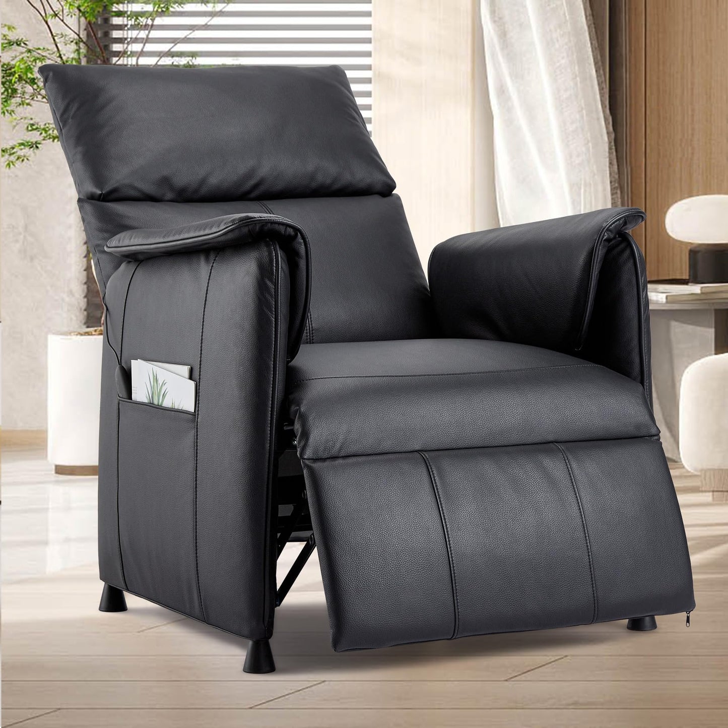 Garvee Elertric Recliner Chair with Memory Function PU Leather, Adjustable Single Recliners Sofa with Remote Control for Adults, Home Theater Seating &Armchair for Living Room/Office