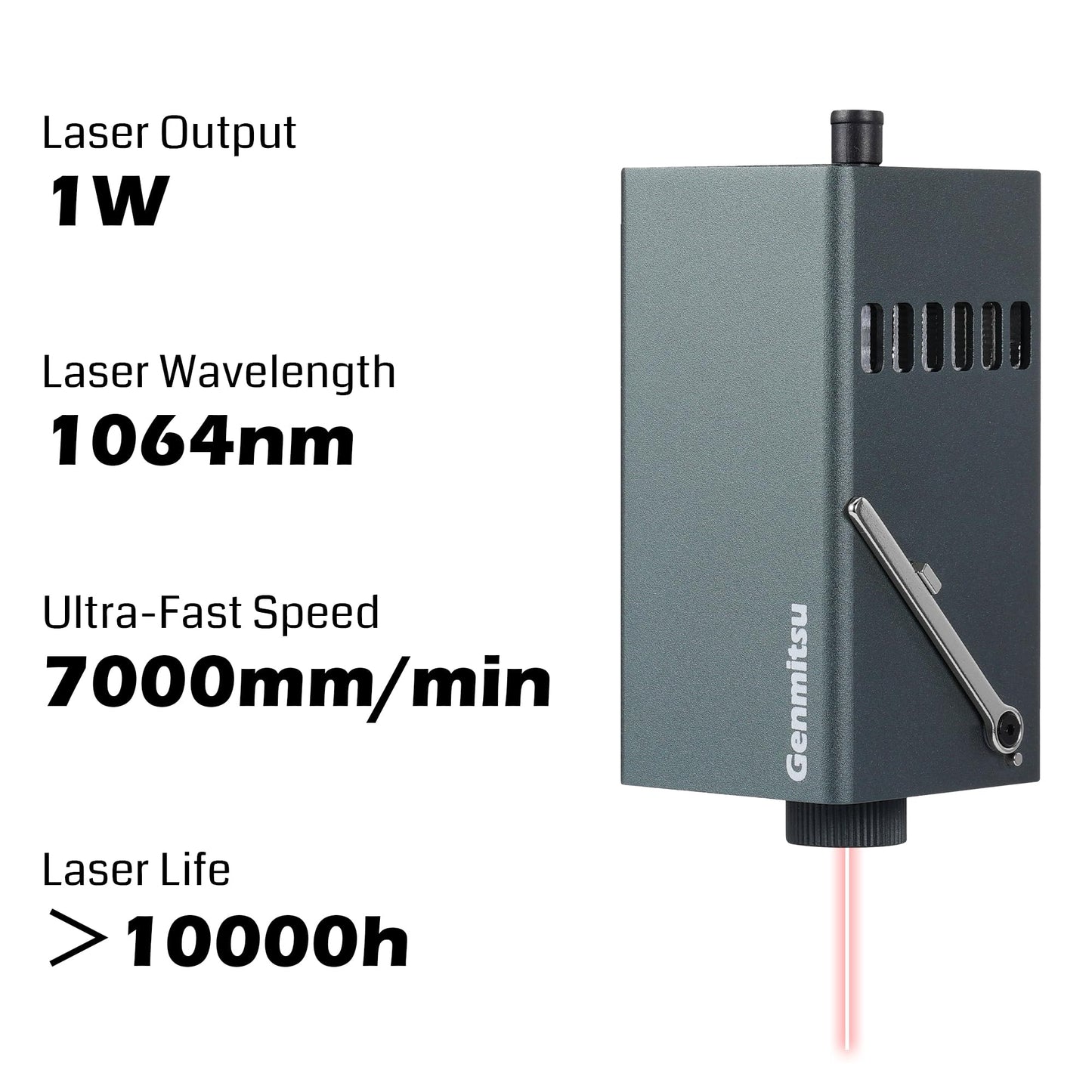 Genmitsu 1064nm Infrared Laser Module for Engraving Metal, Plastic, Acrylic, 0.01mm Accuracy, 1W (1000mW) Laser Head for Kiosk Kortek Laser Engraver Cutter Machine, for Jewelry, Gift Making, Class 1
