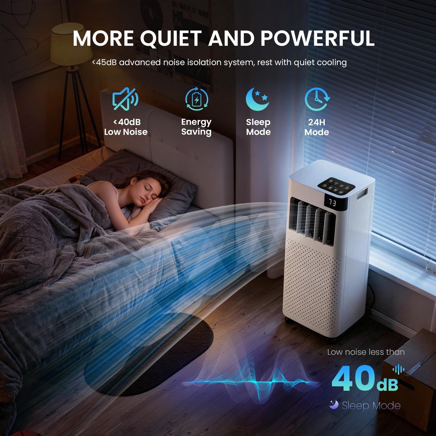 Augsmile Portable Air Conditioner 16,000 BTU with WiFi App Control, 5-in-1 AC Unit (Cool, Fan, Dehumidifier, Sleep, Timer) for Rooms up to 850 sq ft, Leak-Proof Design, Window Kit