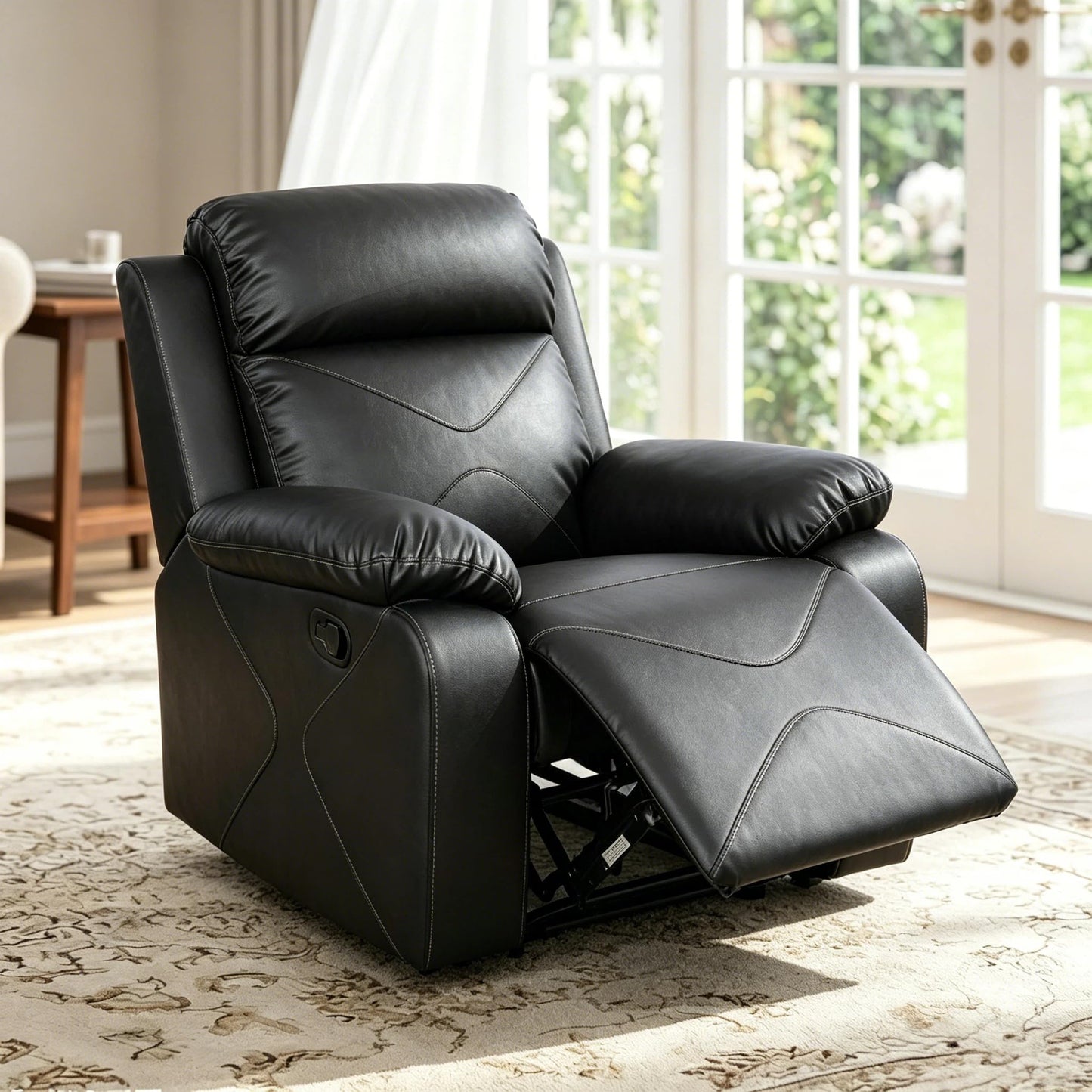 Trygoal Manual Recliner Chair, Nursery Chair, Lazy Boy Recliner Chair for Adults, Gaming Recliner with Overstuffed Arms, Suitable for Home Theater, Living Room, Bedroom, Black