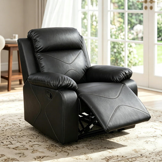 Trygoal Manual Recliner Chair, Nursery Chair, Lazy Boy Recliner Chair for Adults, Gaming Recliner with Overstuffed Arms, Suitable for Home Theater, Living Room, Bedroom, Black