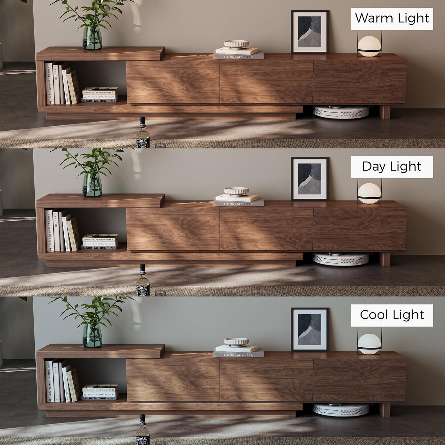 Etelifrank Extendable TV Stand for 65-100 Inches TVs – Walnut Entertainment Console with 3 Drawers & 1 Storage Compartment, Adjustable Length 68.5''-98.4'' (Walnut, 68.5''-98.4'')