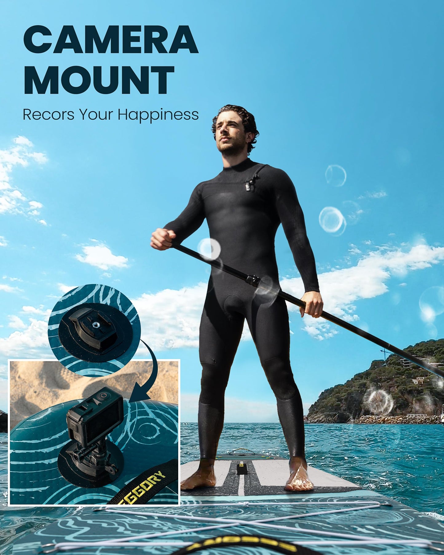 Inflatable Paddle Board,Stand Up Paddle Board Set, Extra Wide SUP Board with Removable Fin, Floating Paddle, Hand Pump, Waterproof Phone Pouch,Traveling Board (JF Dark Green)