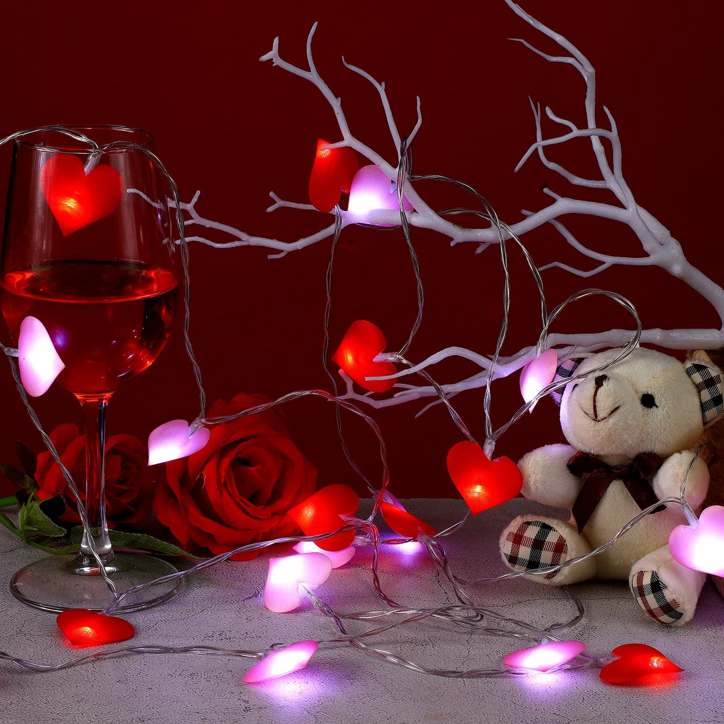 Zhanmai Heart String Lights - 10 ft, 20 LEDs, Battery Operated, Indoor/Outdoor Decor for Valentines Day, Wedding, Party