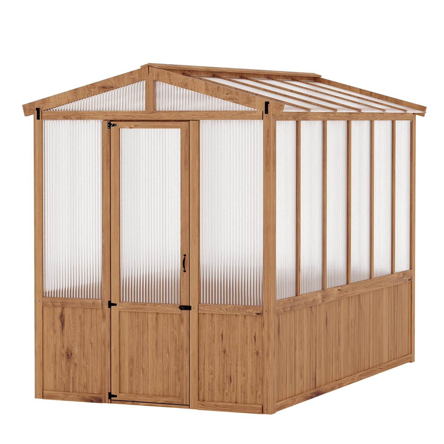 GarveeLife 6x10FT Wooden Greenhouses for Outdoors, Wooden Walk-in Green House with Cedar Frame, Greenhouse Kit with 6MM Thick Polycarbonate Panel