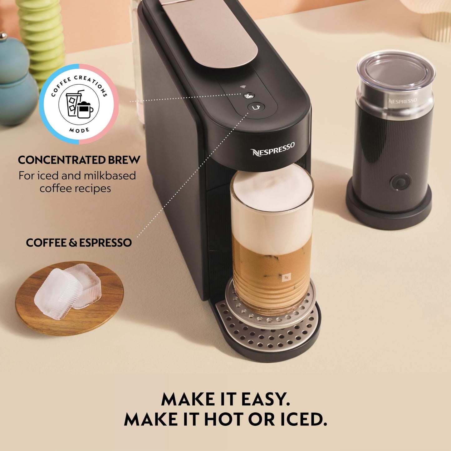 Nespresso Vertuo Up Coffee and Espresso Maker with Aeroccino, by Breville, Ink Black