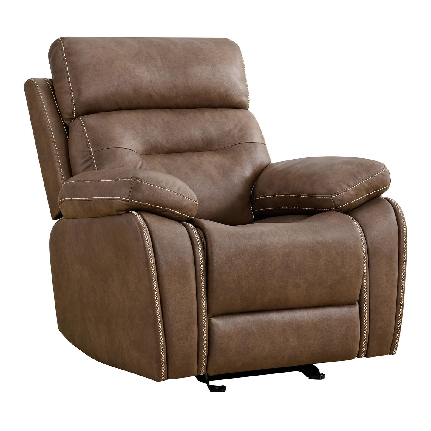 KISLOT Leather Recliner Chair Manual Sofa Rocker for Adults with Overstuffed Arm for Living Room Bedroom Home Theater Seating