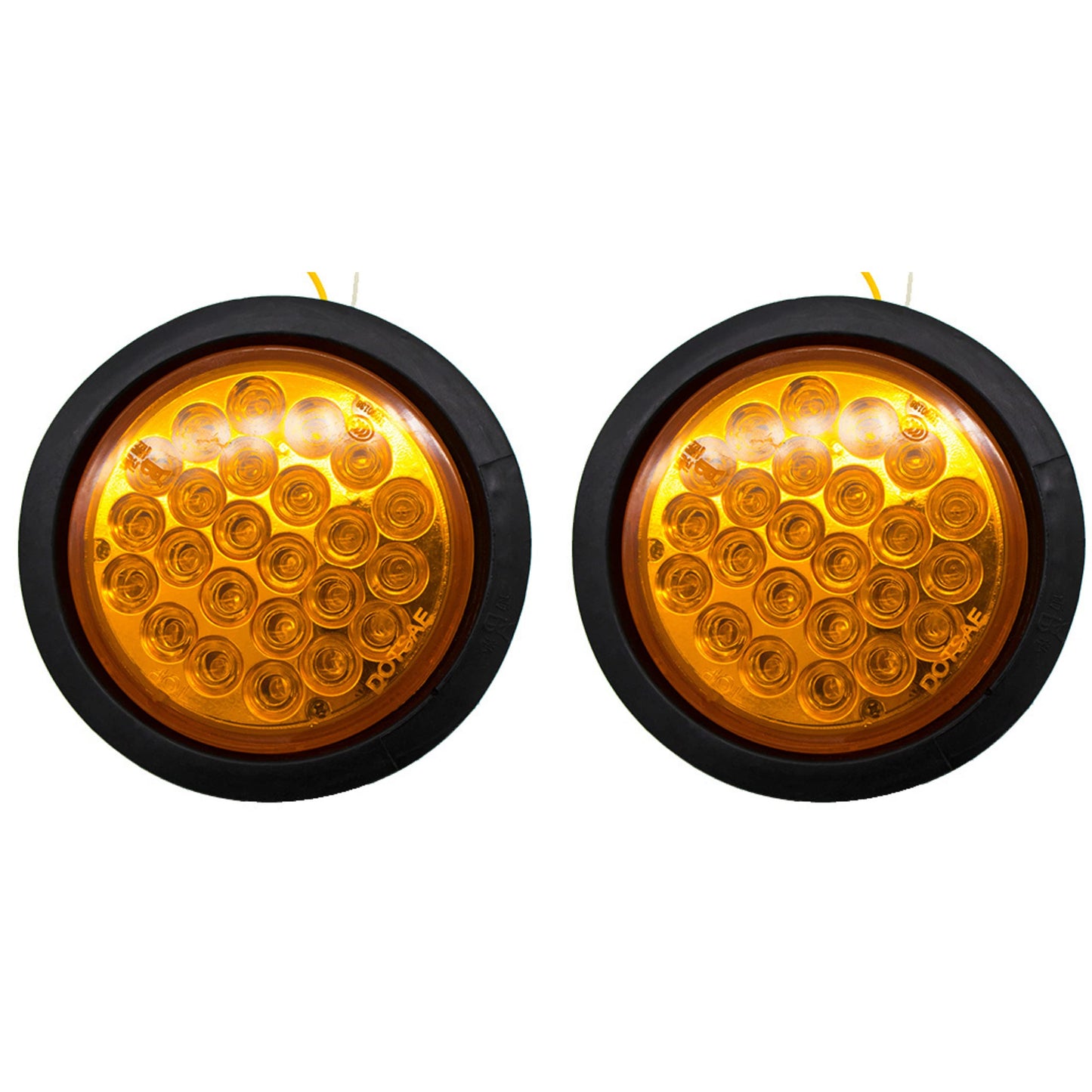 All Star Truck Parts 4in Round LED Trailer Tail Light 24 LEDs Amber Model ASTPL012R4C2 Waterproof Submersible with Rubber Grommet