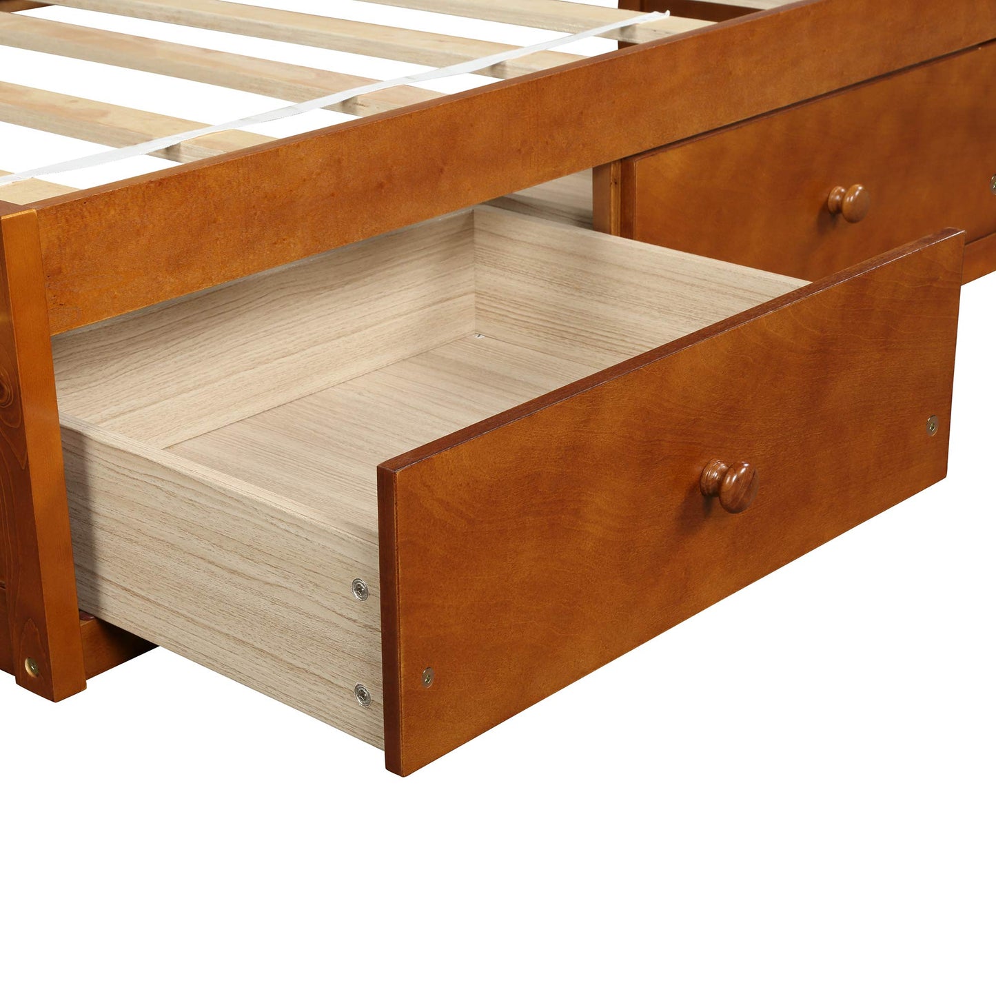 Merax Wood Captain's Platform Storage Bed with 3 Drawers,Classic Bed Frame No Box Spring Needed Twin, Oak