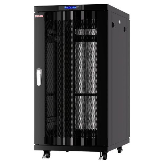 22U Server Rack Cabinet, 39” Deep 19” Floor Standing Network Enclosure, 1600 lb Capacity, 35” Rail Depth, Mesh Doors, 4 Fans, PDU, Shelf & Mounting Hardware