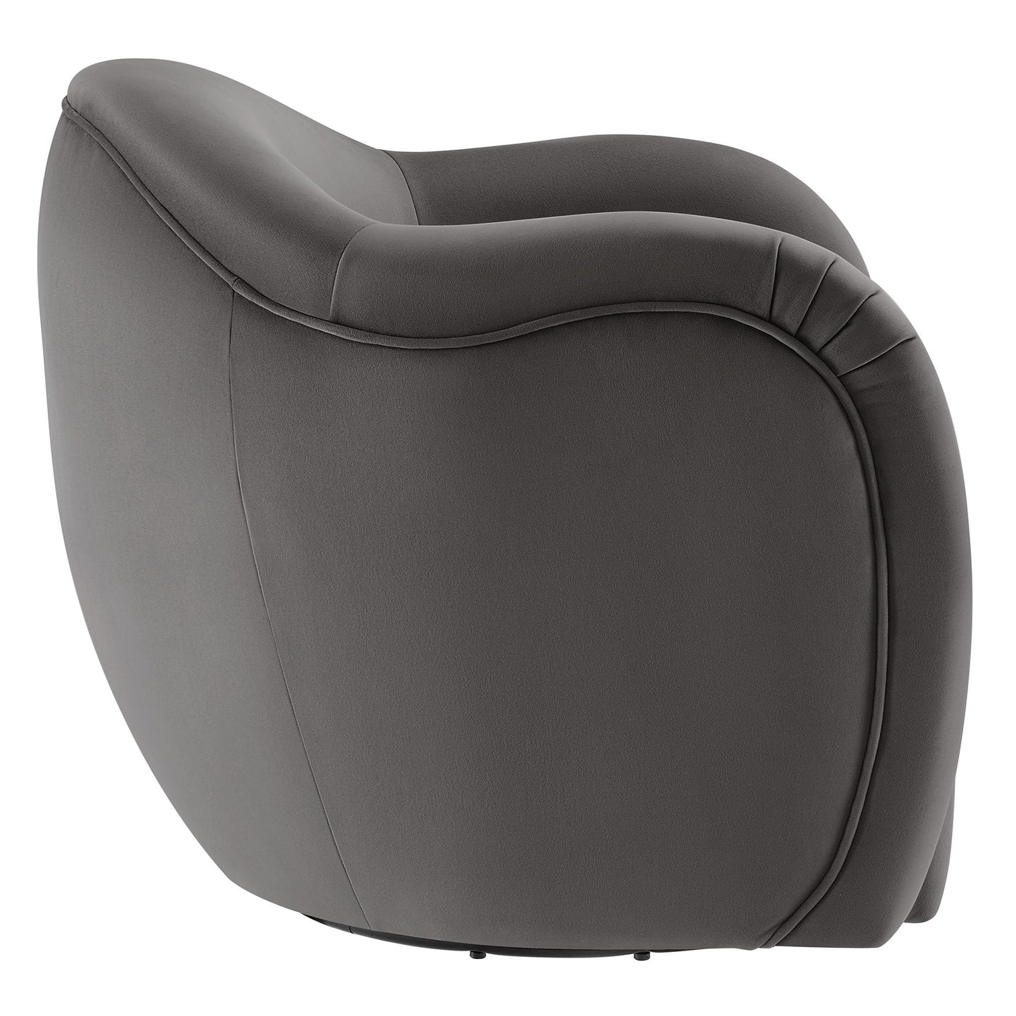 Modway Compose Performance Velvet Swivel Armchair in Storm Gray - Barrel Accent Chair - Comfy Round Single Sofa Chair with 360° Rotation - Modern Upholstered Club Chair for Living Room, Bedroom