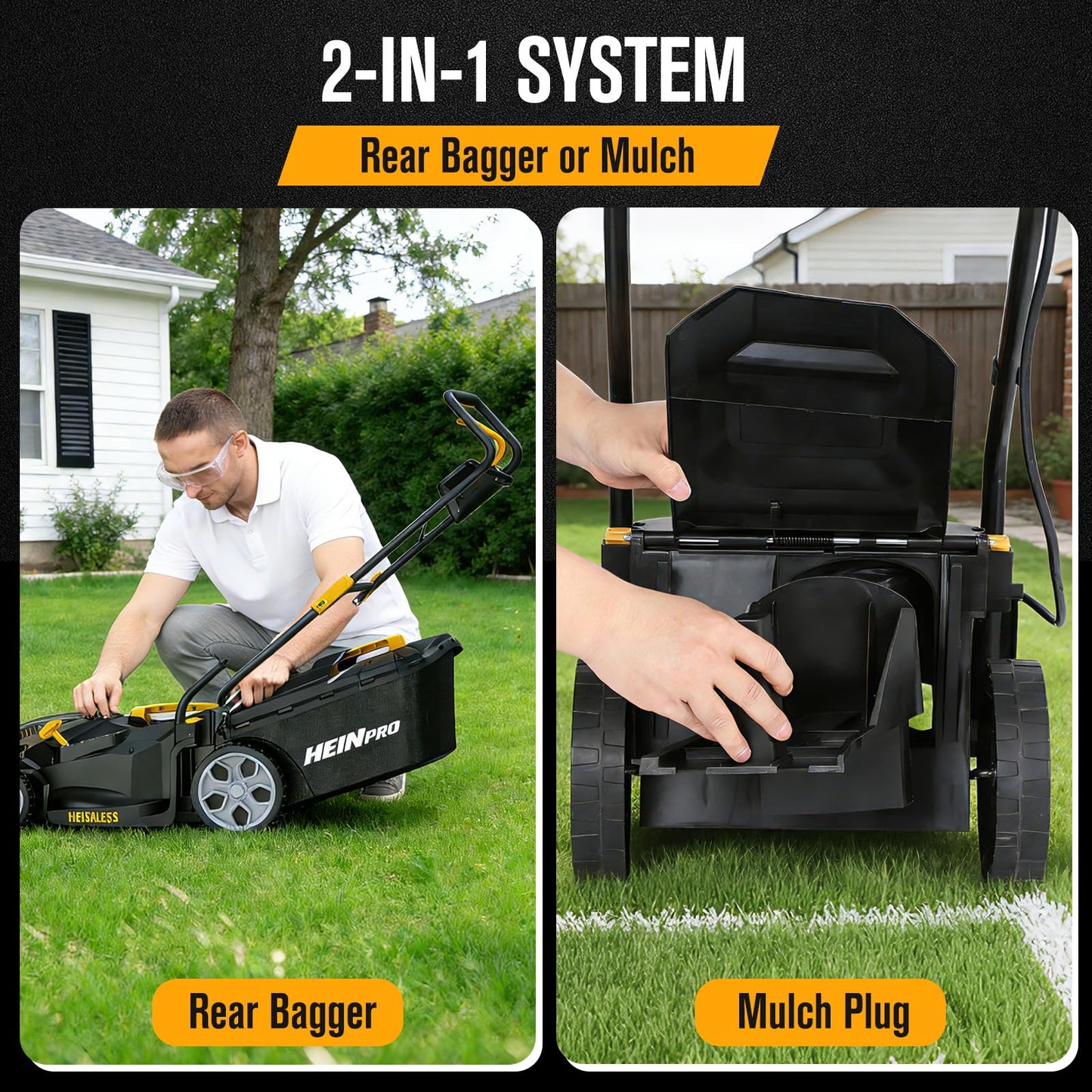 14" Cordless Lawn Mower Compatible with Dewalt 20V MAX Battery