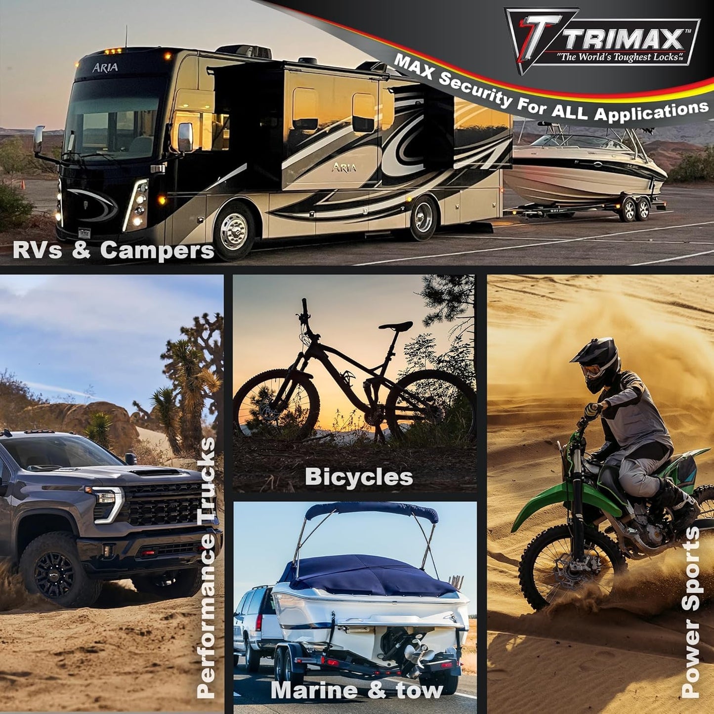 Trimax RMBR4 - Road-MAX Hitch Mount Tray - 4 Bike Rack Hitch Mount for SUV, Truck, Van - Foldable, Locking Arms, 2" Receiver - 1 Rack