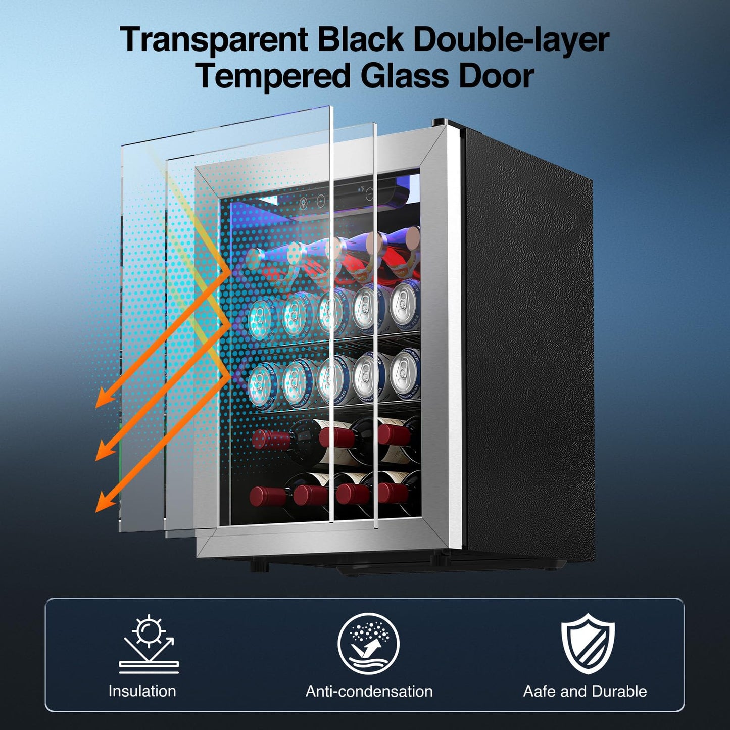Kismile 18 Bottle Freestanding Wine Cooler Refrigerator, 1.7 Cu. Ft Mini Wine Fridge with Digital Temperature Control, Single Zone Cooling, Double-Layer Glass Door & Removable Shelves, 40-61°F