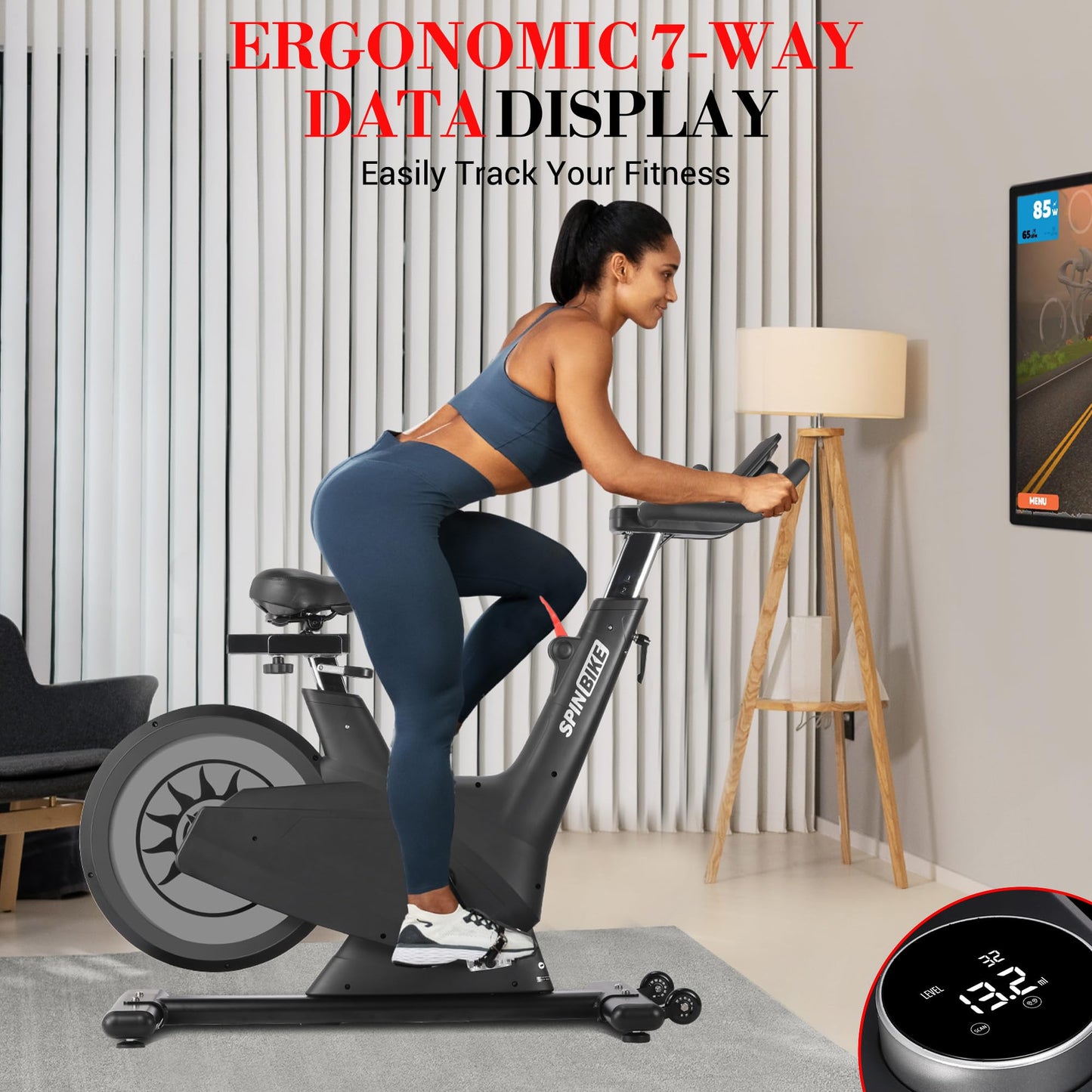 Magnetic Resistance Exercise Bike, Adjustable Seat Stationary Bike with Tablet Holder, 298 LBS Capacity Indoor Cycling Bike, Home Cardio Fitness Workout Equipment, Silver