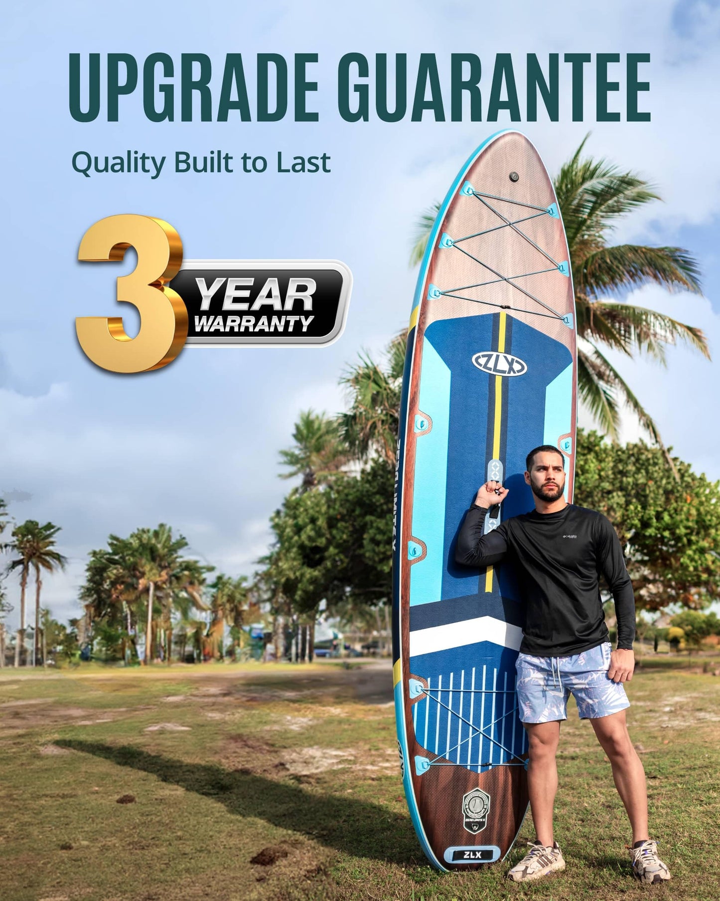 ZLX 11'6"x35" Ultra Wide Inflatable Stand Up Paddle Board | Stable Non-Slip Deck Pad, Unique Fin System, Premium SUP Accessories & Backpack - Upgraded Pump for Adults, All Skill Levels