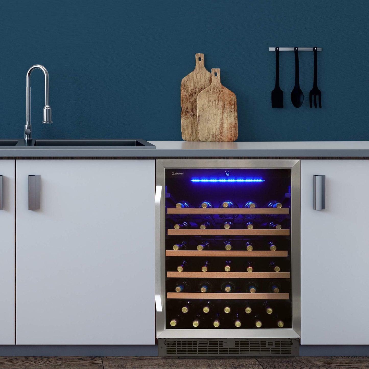 Danby Silhouette SWC057D1BSS Built In Wine Cooler, Under Counter Wine Chiller In Stainless Steel Look - For Kitchen, Home Bar