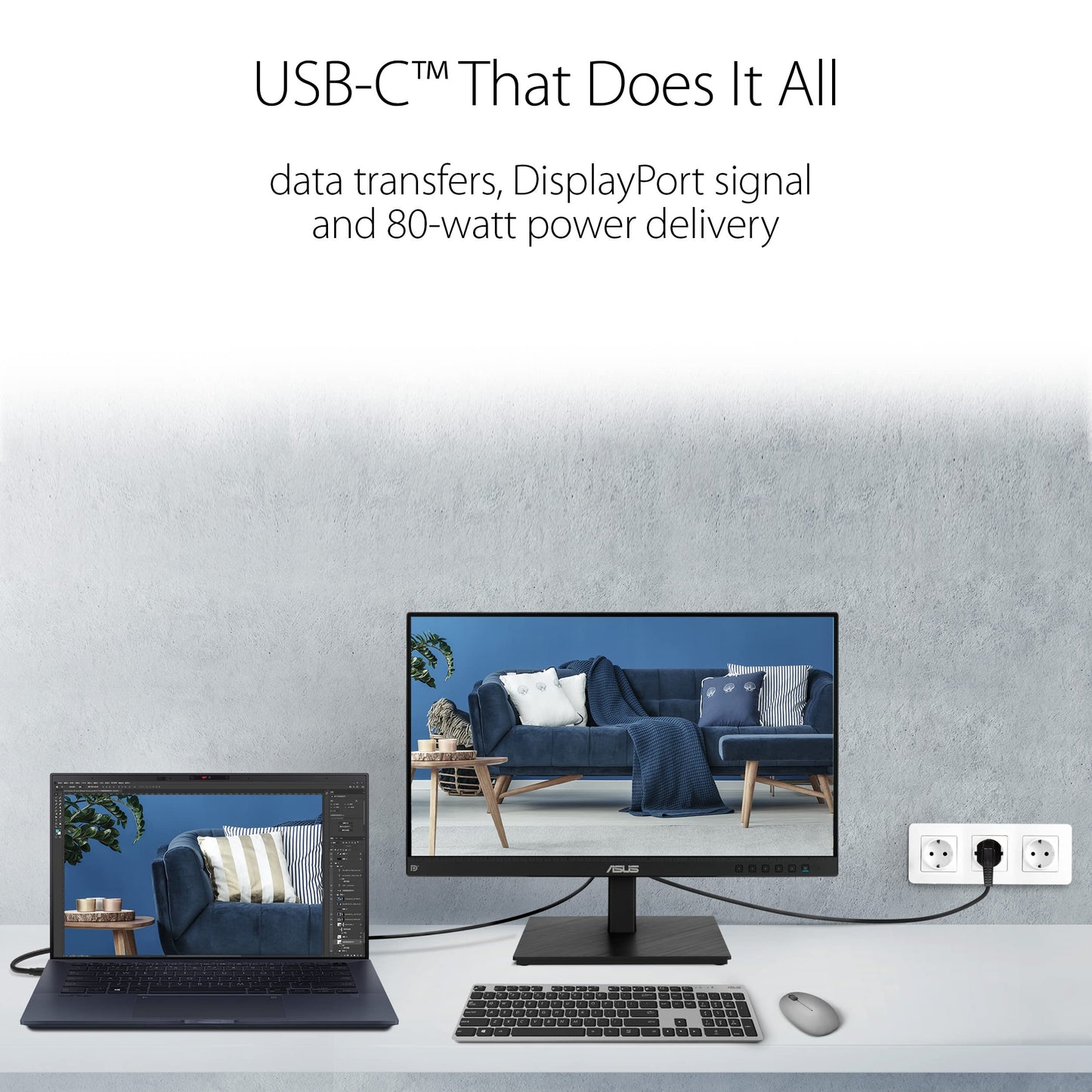 ASUS 24" 1080P Multi-Touch Monitor (BE24ECSBT) - Full HD, IPS, 10-Point Touch, IPS, Eye Care, USB-C with Power Delivery, HDMI, DisplayPort Daisy Chain, Height Adjustable, VESA Wall Mountable