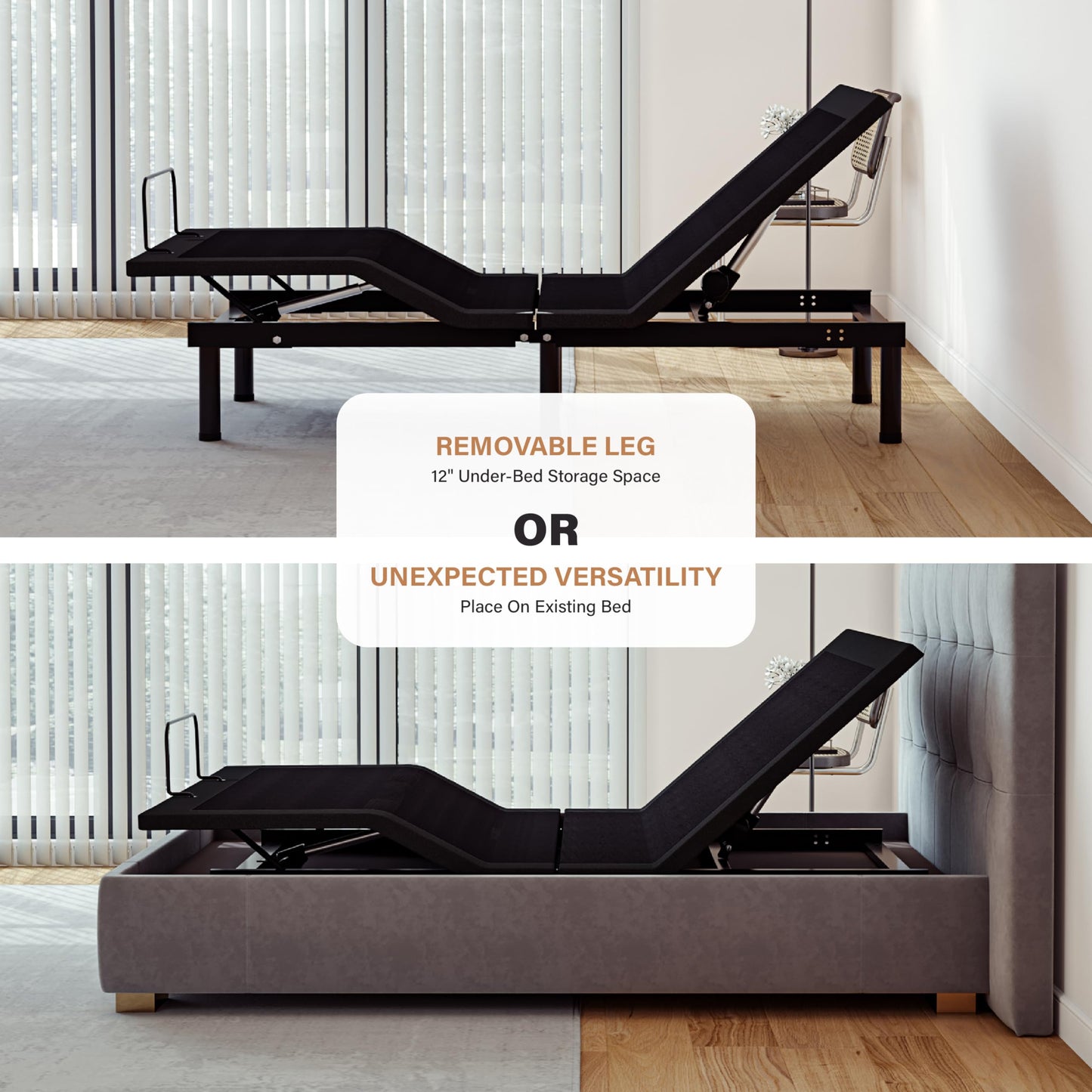 MLILY EGOHOME Split King Adjustable Bed Frame and 14 inch Memory Foam Mattress, Wireless Remote Adjustable Bed Base with 12" Adjustable Legs and Head and Foot Incline, Zero Gravity, Easy Assembly