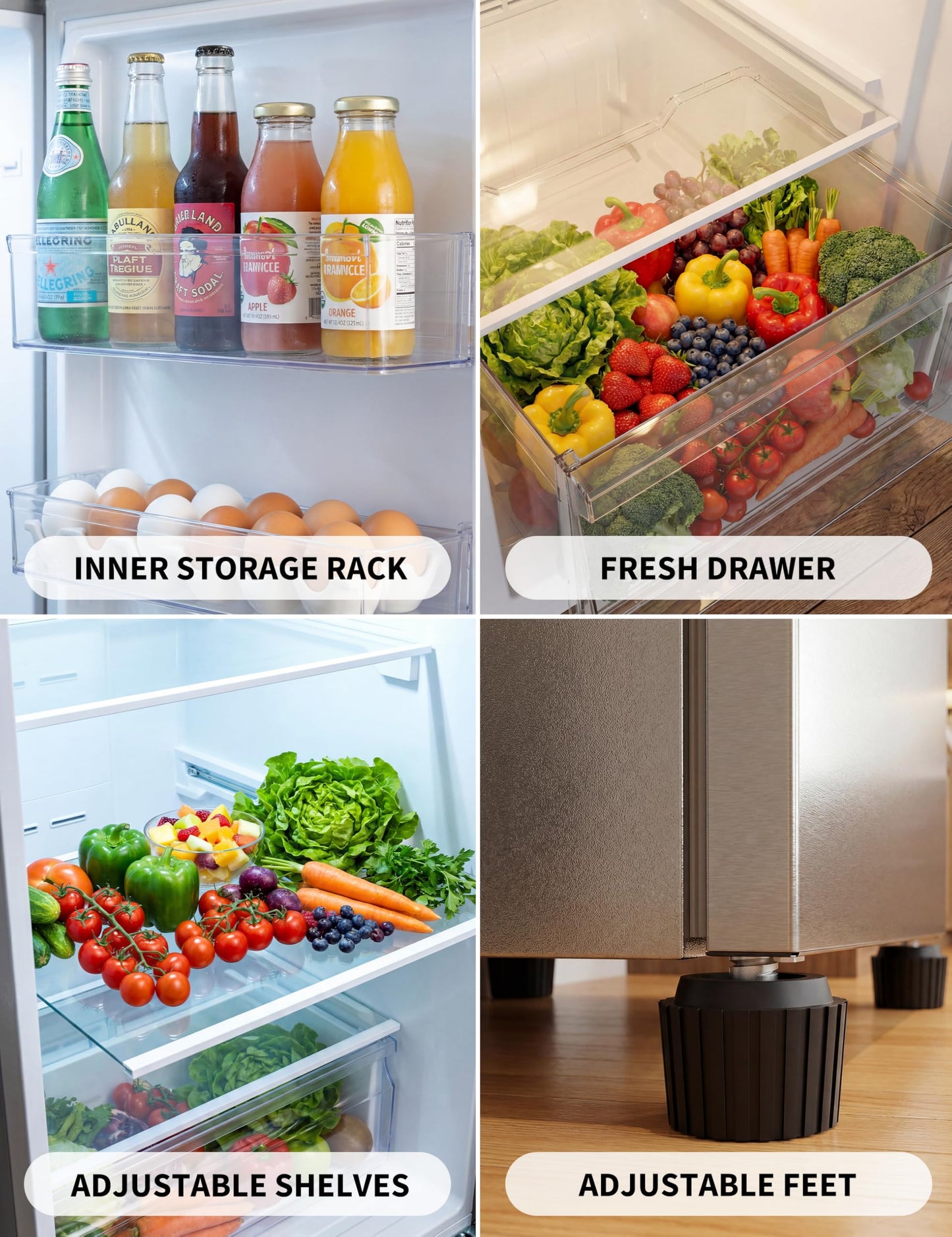 11 Cu. Ft. Upright Convertible Fridge/Freezer, Energy Saving Refrigerator with Reversible Door, Auto Defrost, Removable Glass Shelves & Adjustable Controls