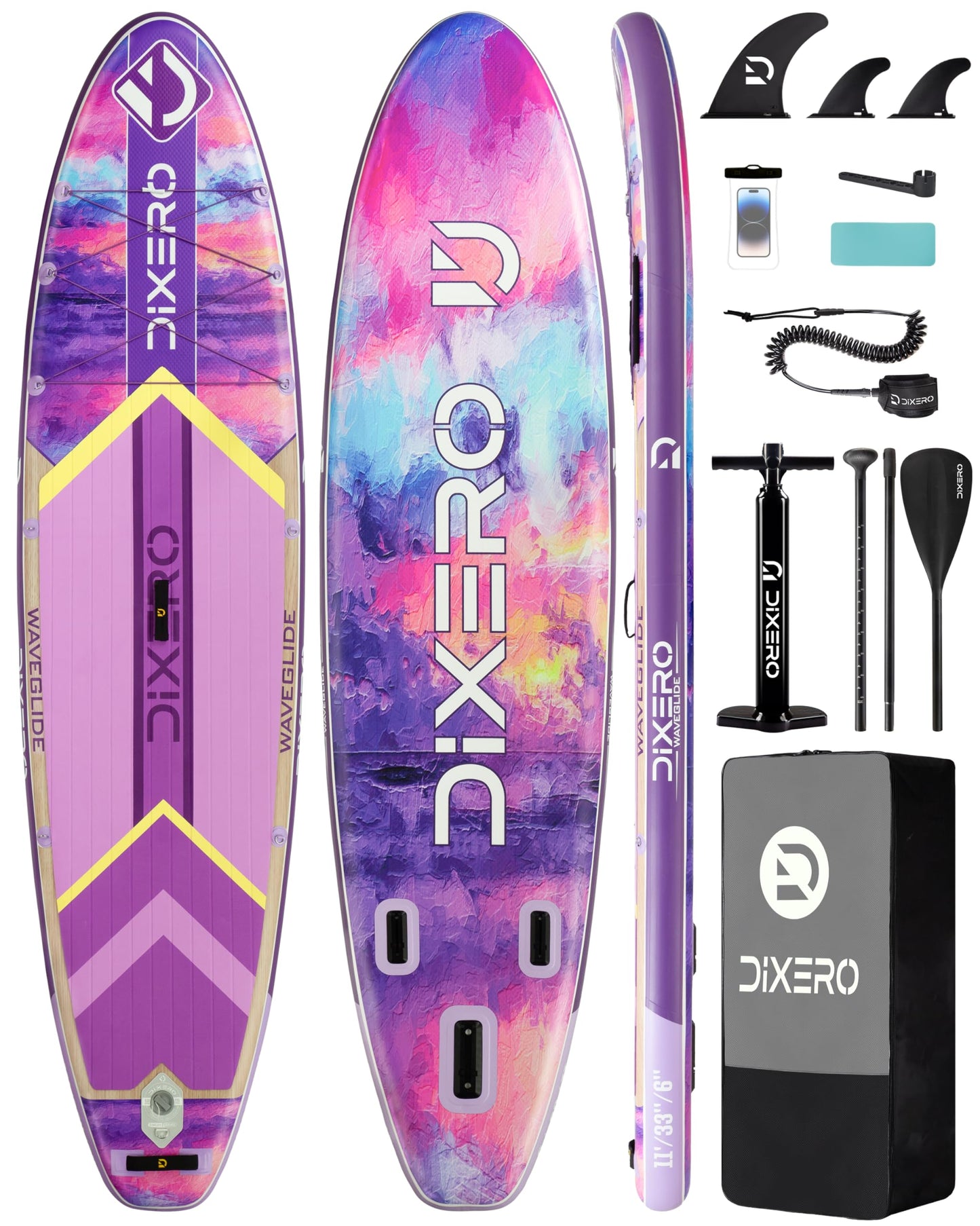 Dixero Inflatable Stand Up Paddle Board with SUP Accessories, Anti-Slip EVA Deck, 11'*33" Inflatable Paddle Boards for Adults & Youth of All Skill Levels