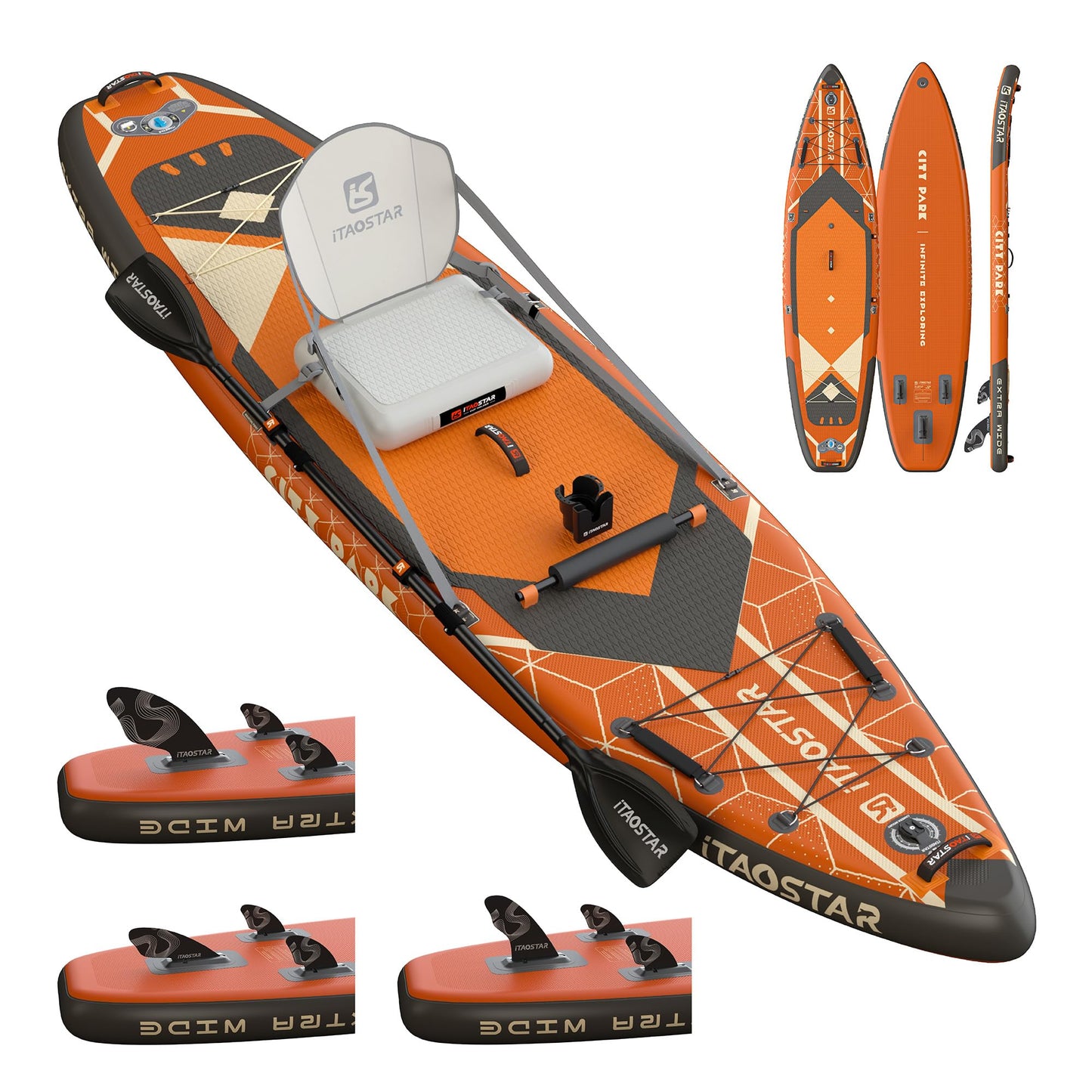 iTAOSTAR C03DP 35" Super Wide Paddle Board, More Fun Inflatable Paddle Board with 5 Fins，12 Foot Stand Up Paddle Board with Premium SUP Accessories for Familly of All Skill Levels