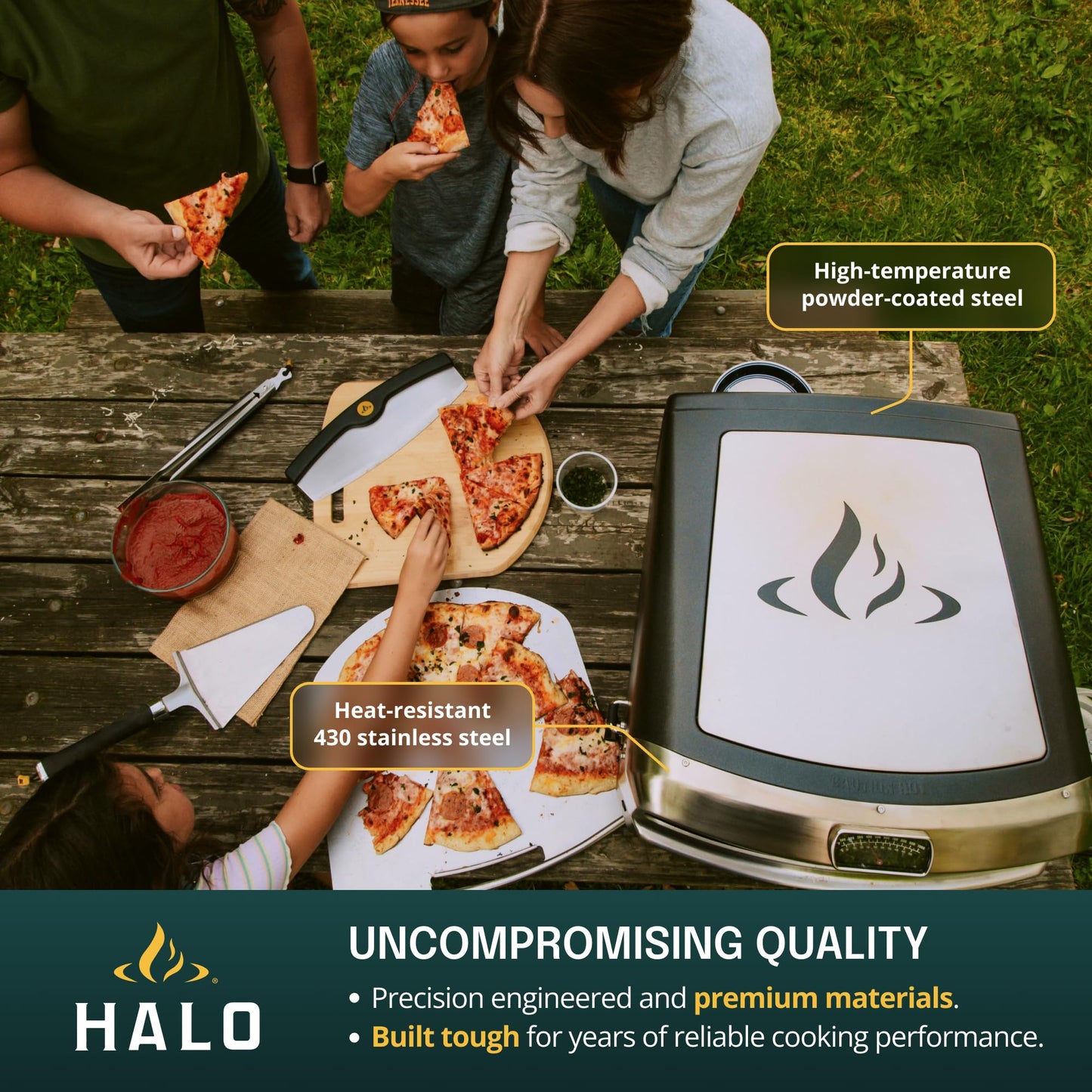 HALO Versa 16 Pizza Oven | 16” Rotating Stone, Patented Dual Burner System, 5-Minute Pizzas, Easy Clean | Propane Powered | HZ-1004-ANA
